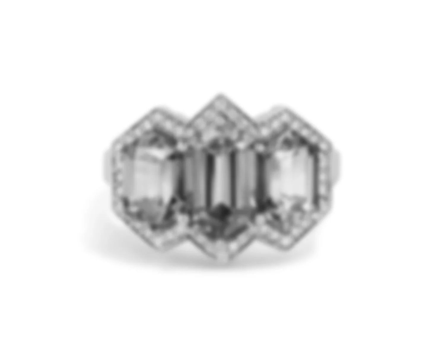 (Coming Soon) Long Hexagon-cut Platinum Spinels and Diamond Ring