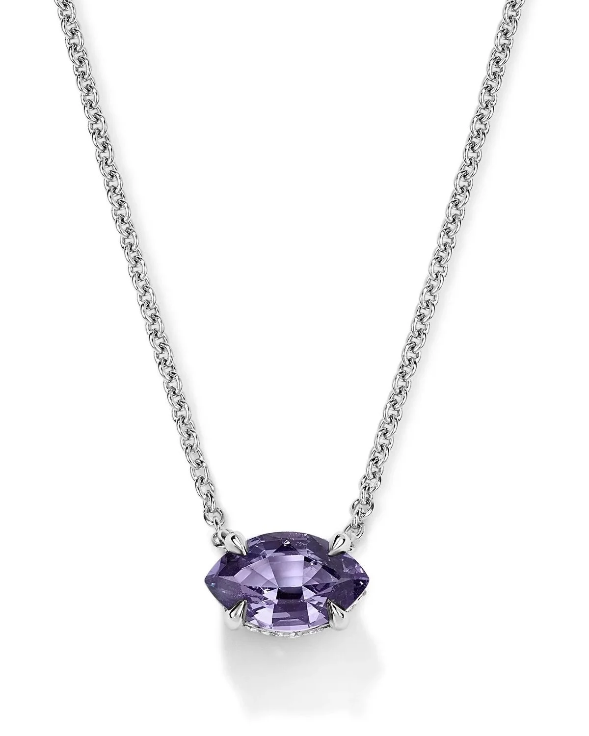 One-of-a-Kind Violet Spinel Marquise-Cut Pendant with Hidden Diamond Halo