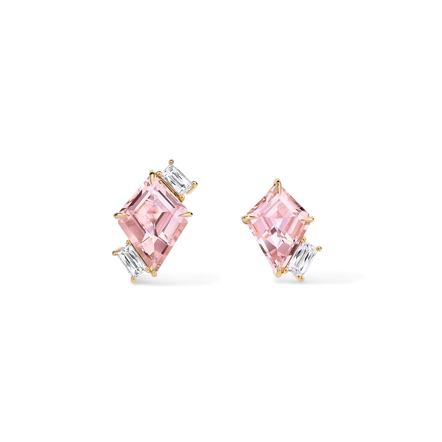 Mismatched Kite-cut Pink Tourmaline Earrings