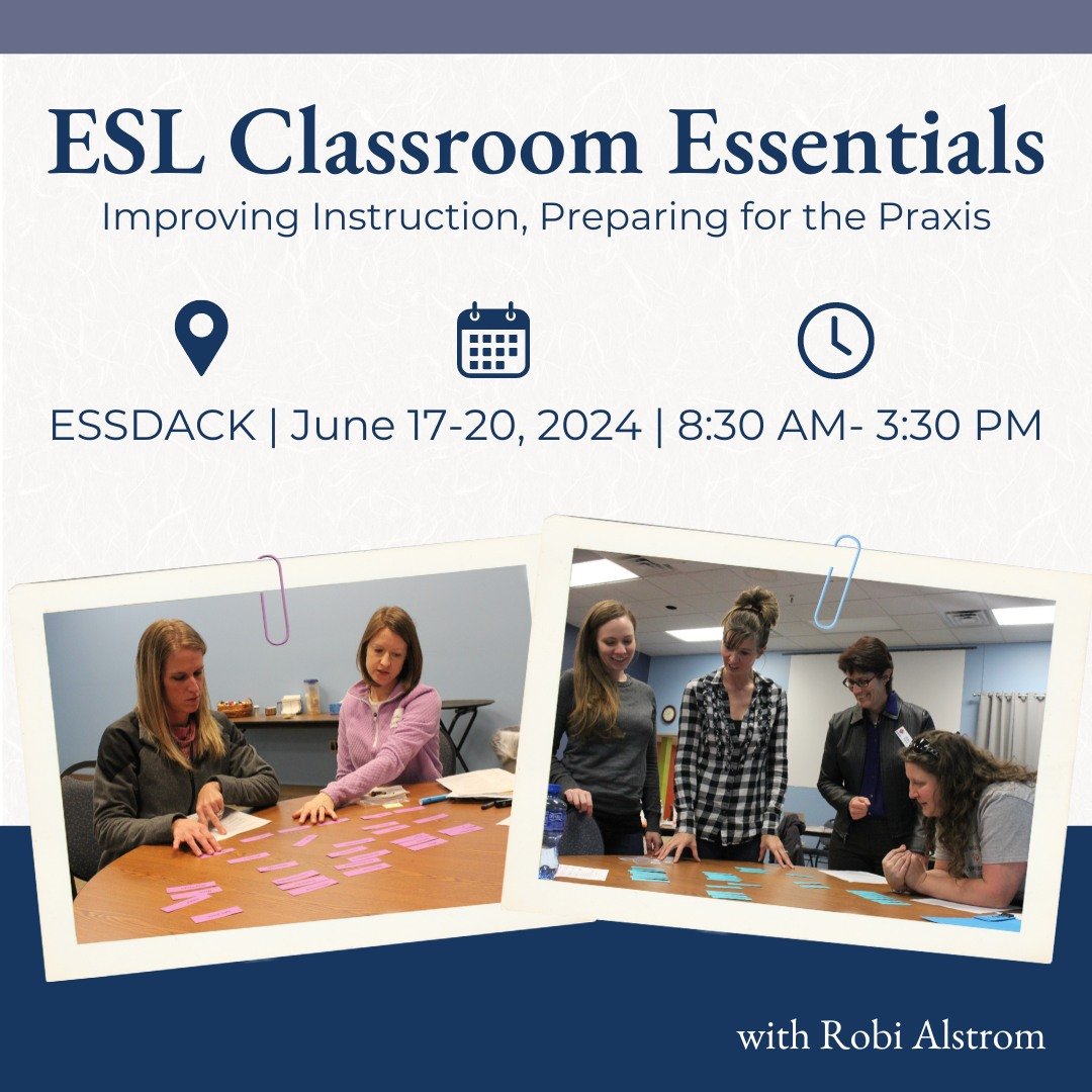 ✨Upcoming Workshop✨
This four-day workshop will help teachers understand foundational information in order to implement effective strategies to serve the English Language Learner.

This 4-Day workshop will be held at ESSDACK on the following dates:
M