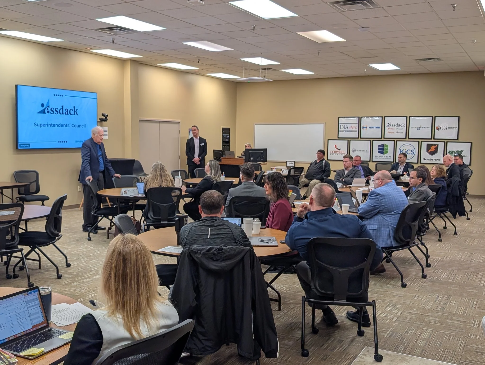 We have a FULL HOUSE today!

We are excited to welcome Member Superintendents Council to hear updates from KSDE and BOE. Thank you to Terrace Metrics for sponsoring today's lunch!

We also have Title III ESOL PLC in the office. Both teachers and admi