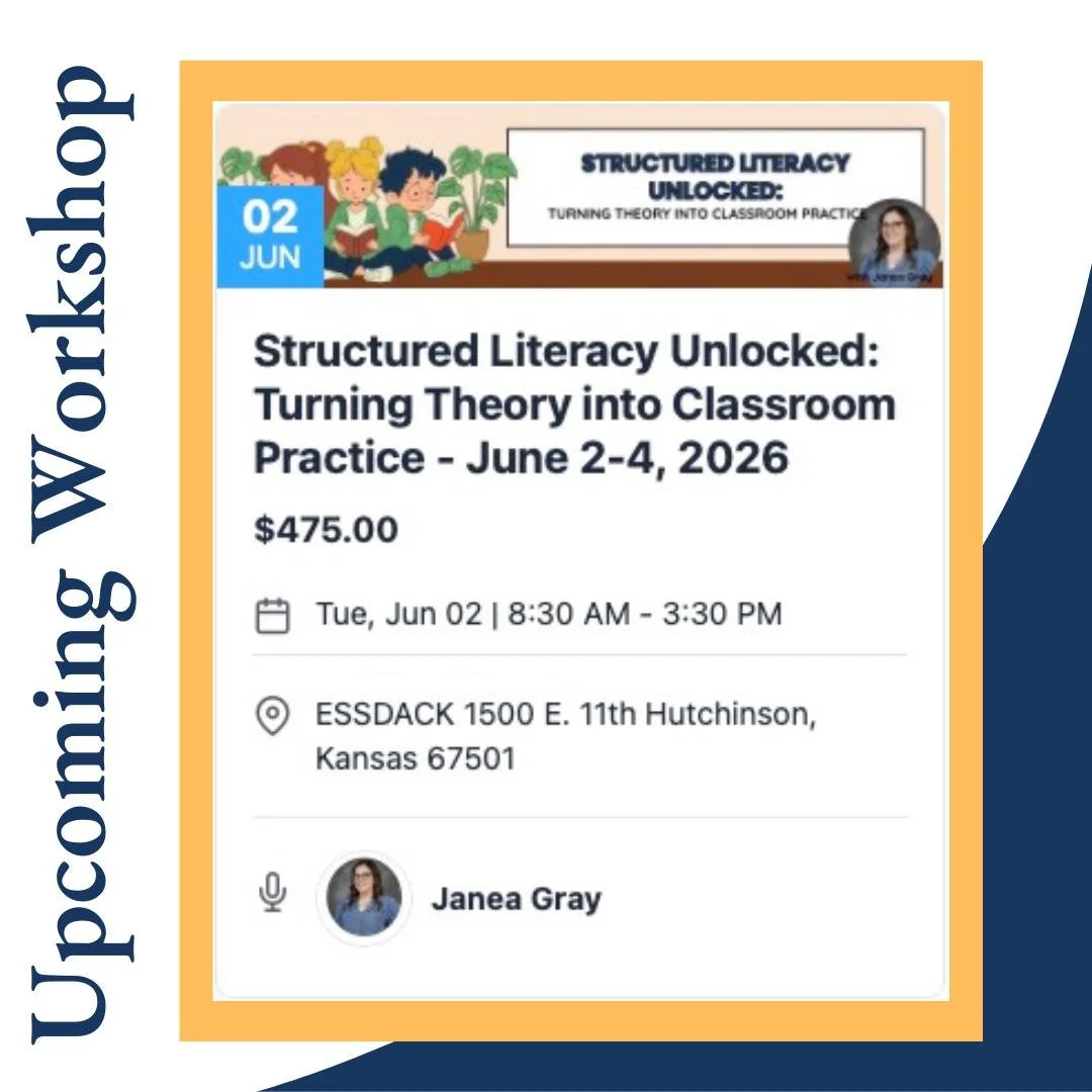 ✨Upcoming Workshop✨
Structured Literacy Unlocked: Turning Theory into Classroom Practice

 📅June 2-4, 2026
⏰8:30 AM- 3:30PM
This three-day intensive workshop is designed for K-5 educators ready to turn evidence-based literacy research into daily cla