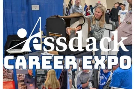 career expo promotional photo with students asking question