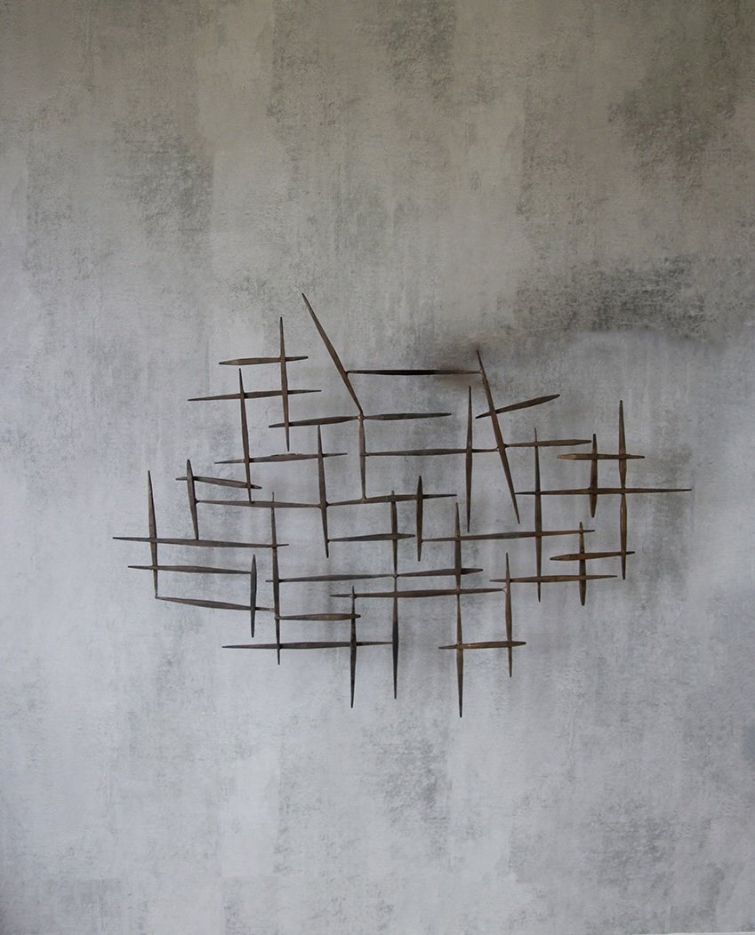 William Bowie's Mid-Century Brutalist Metal Nail Wall Sculpture