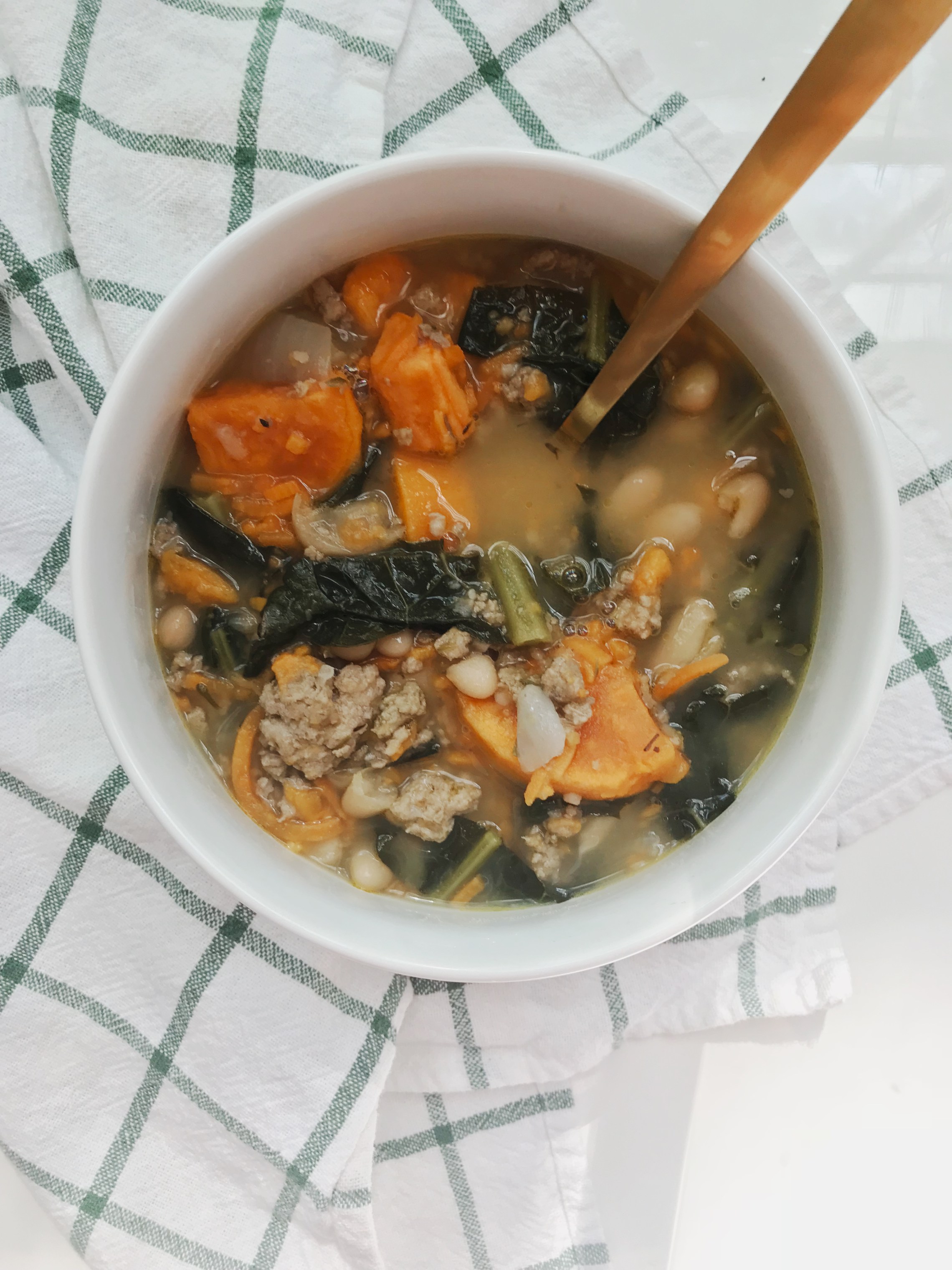 One Pot Turkey, Sweet Potato and Kale Soup