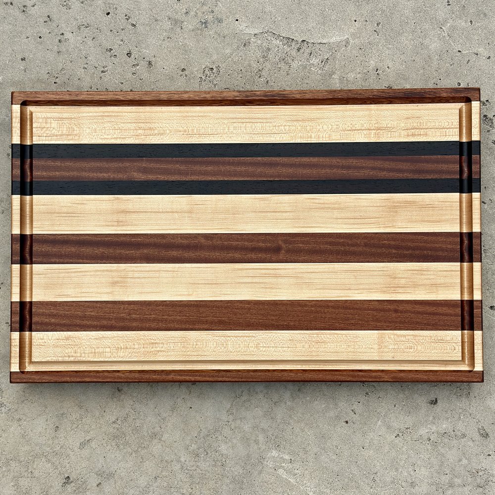 A Gift of Wood Wooden Cutting Boards - Moonscape Design | Black Walnut and Oak | Wisconsin Made