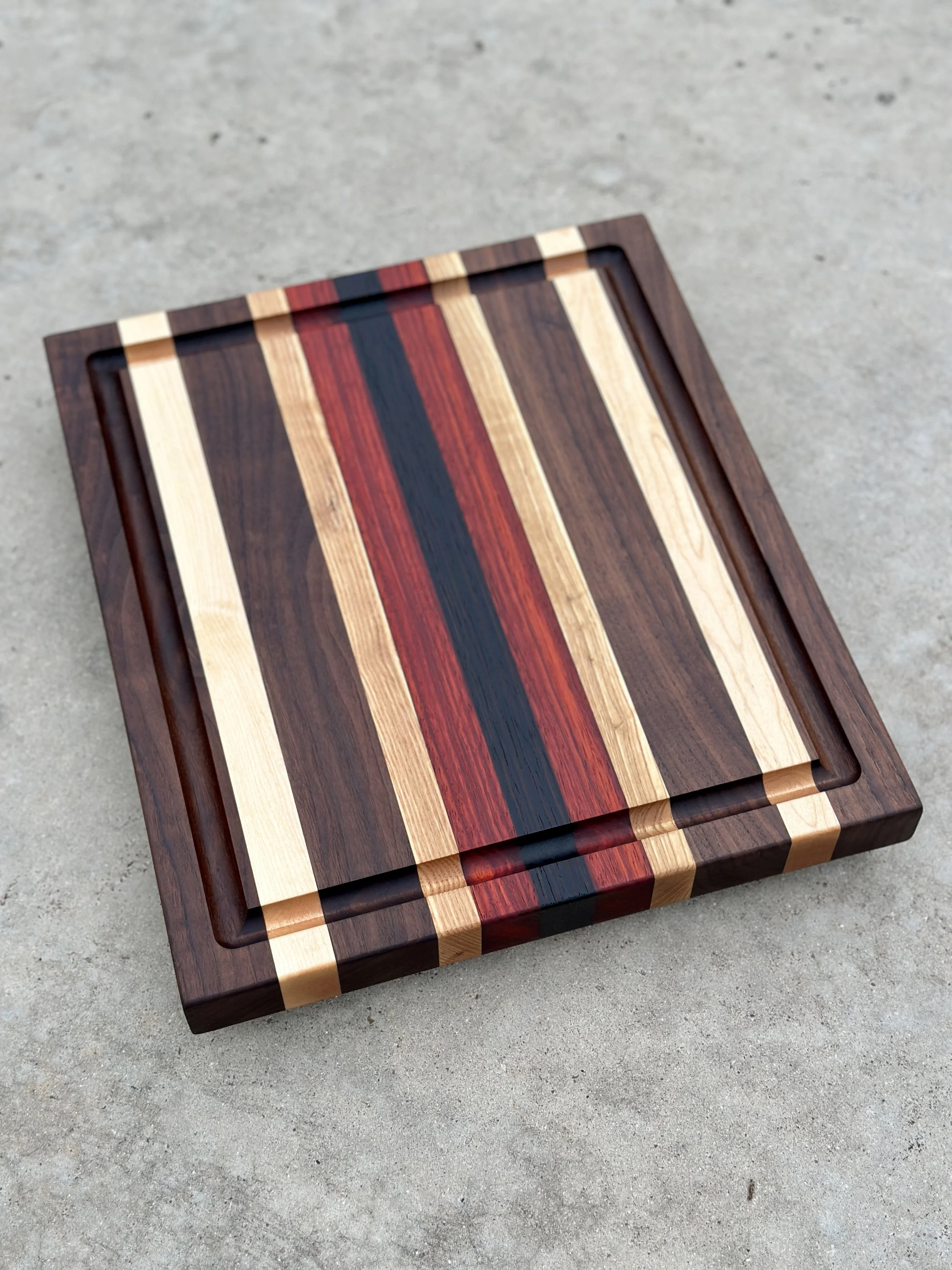 Chicken Size Cutting Board - Walnut, Maple, Padauk, Oak and Wenge Hardwood Butcher Block