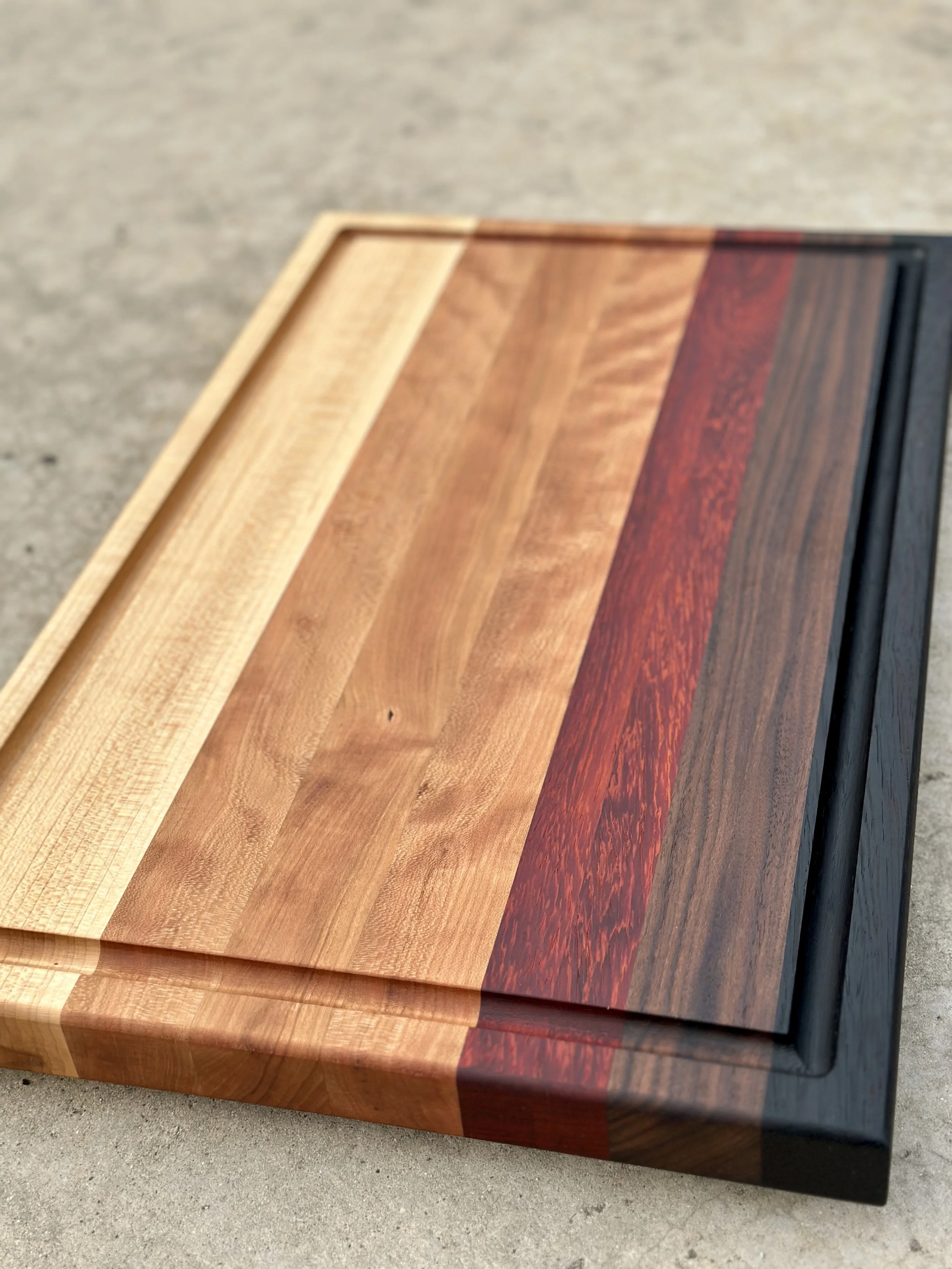 Brisket Size Cutting Board - Cherry, Maple, Walnut, Padauk and Wenge Hardwood Butcher Block