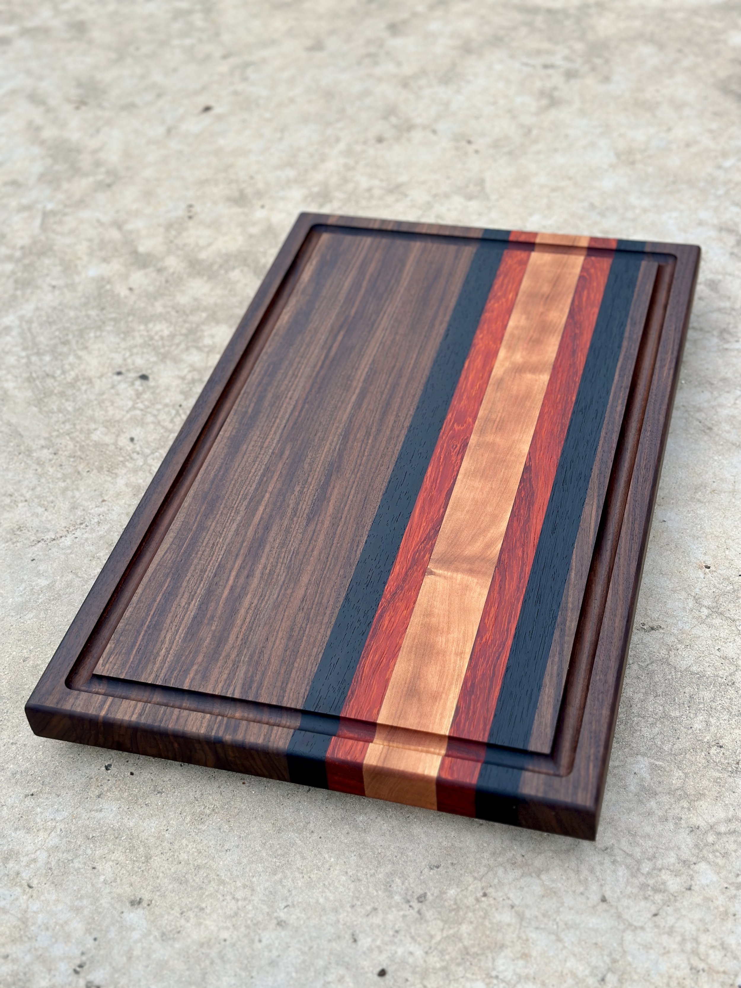 Brisket Size Cutting Board - Walnut, Wenge, Padauk and Cherry Hardwood Butcher Block