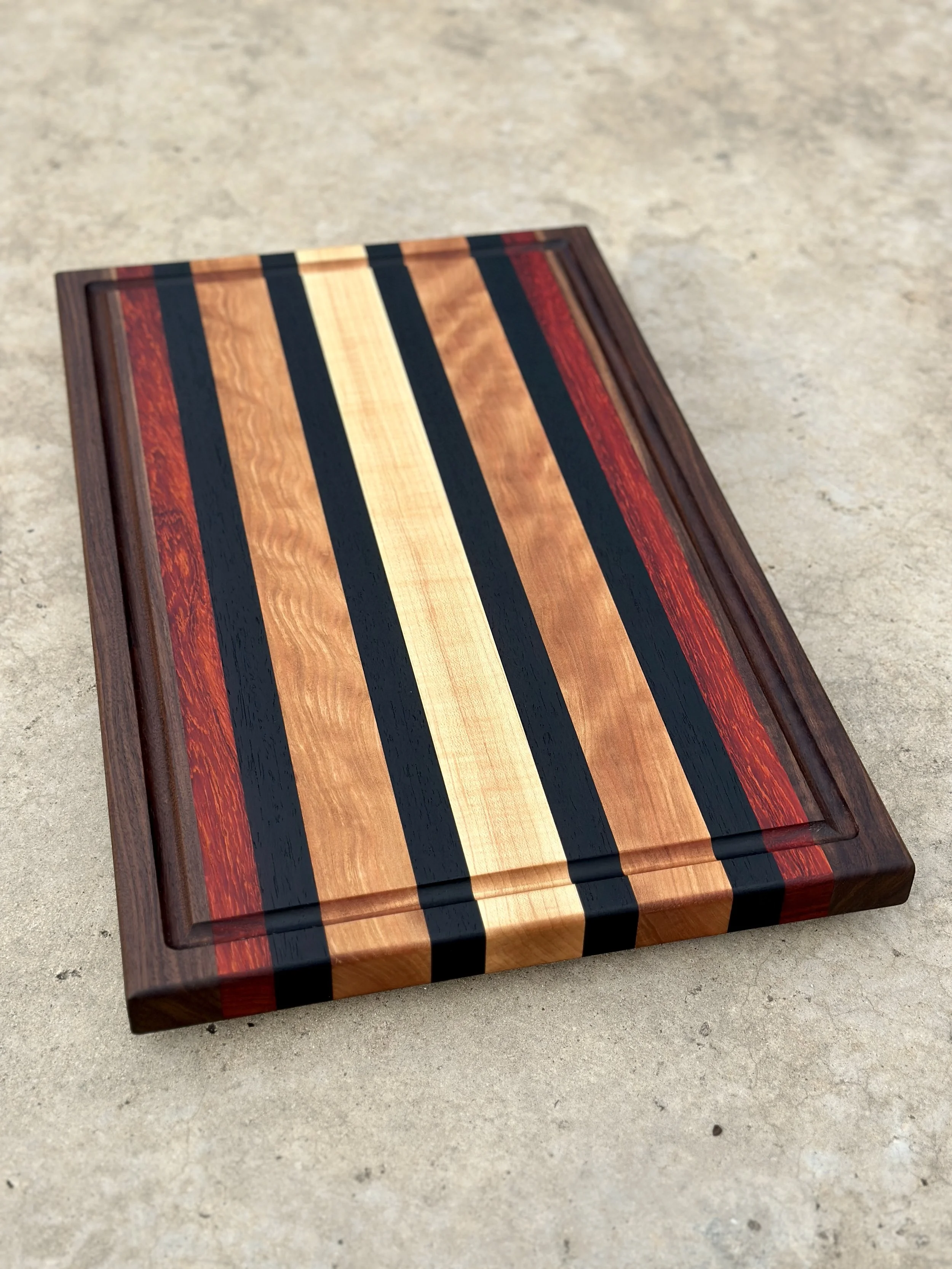 Brisket Size Cutting Board - Cherry, Wenge, Walnut, Padauk and Maple Hardwood Butcher Block