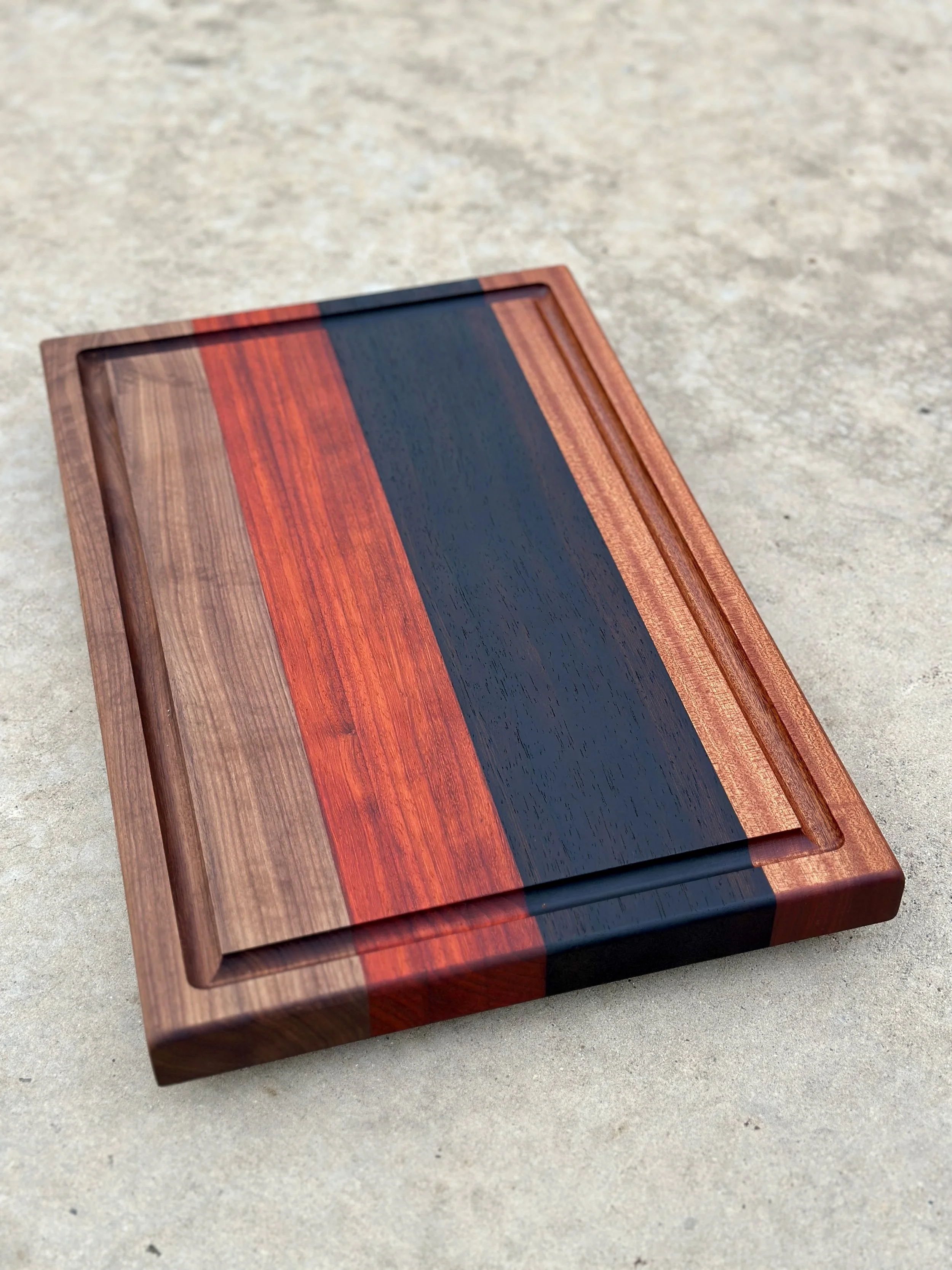 Tomahawk Size Cutting Board - Wenge, Walnut, Padauk and Sapele Hardwood Butcher Block