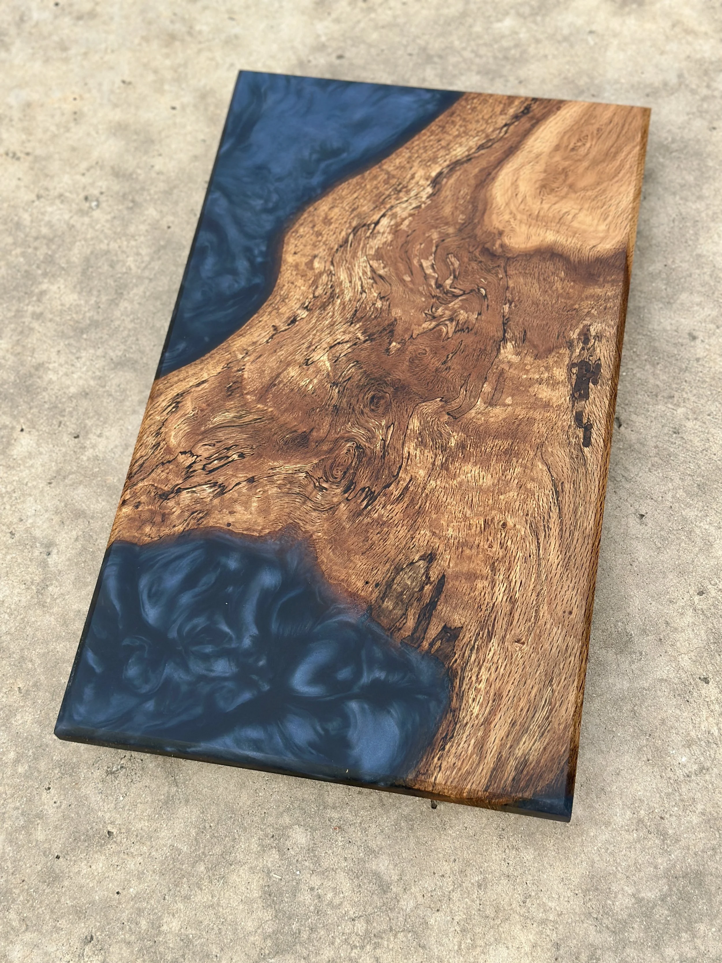 Live Oak Charcuterie Board with Midnight Blue Epoxy Resin