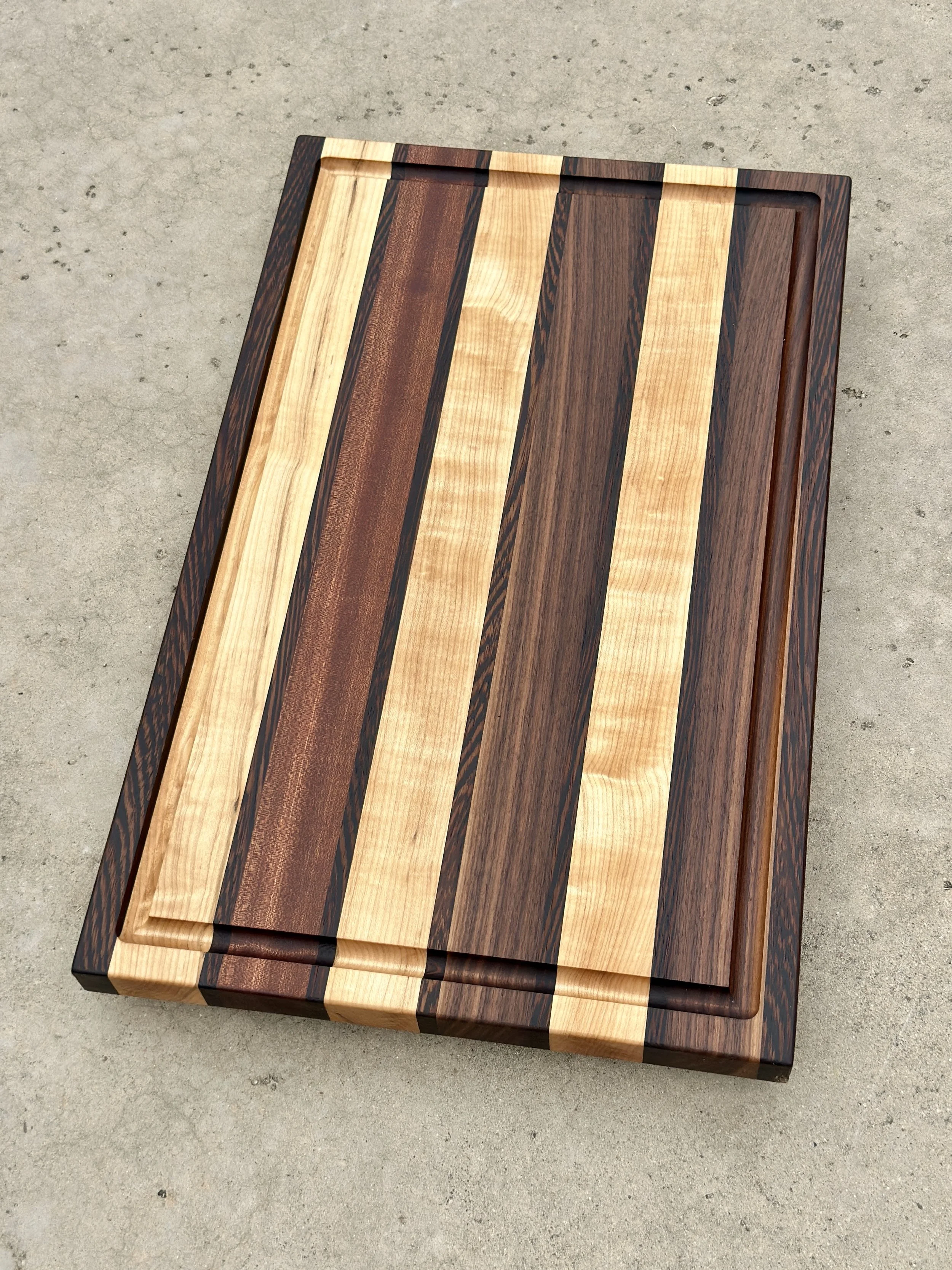 Brisket Size Cutting Board - Maple, Walnut, Wenge and Sapele Hardwood Butcher Block