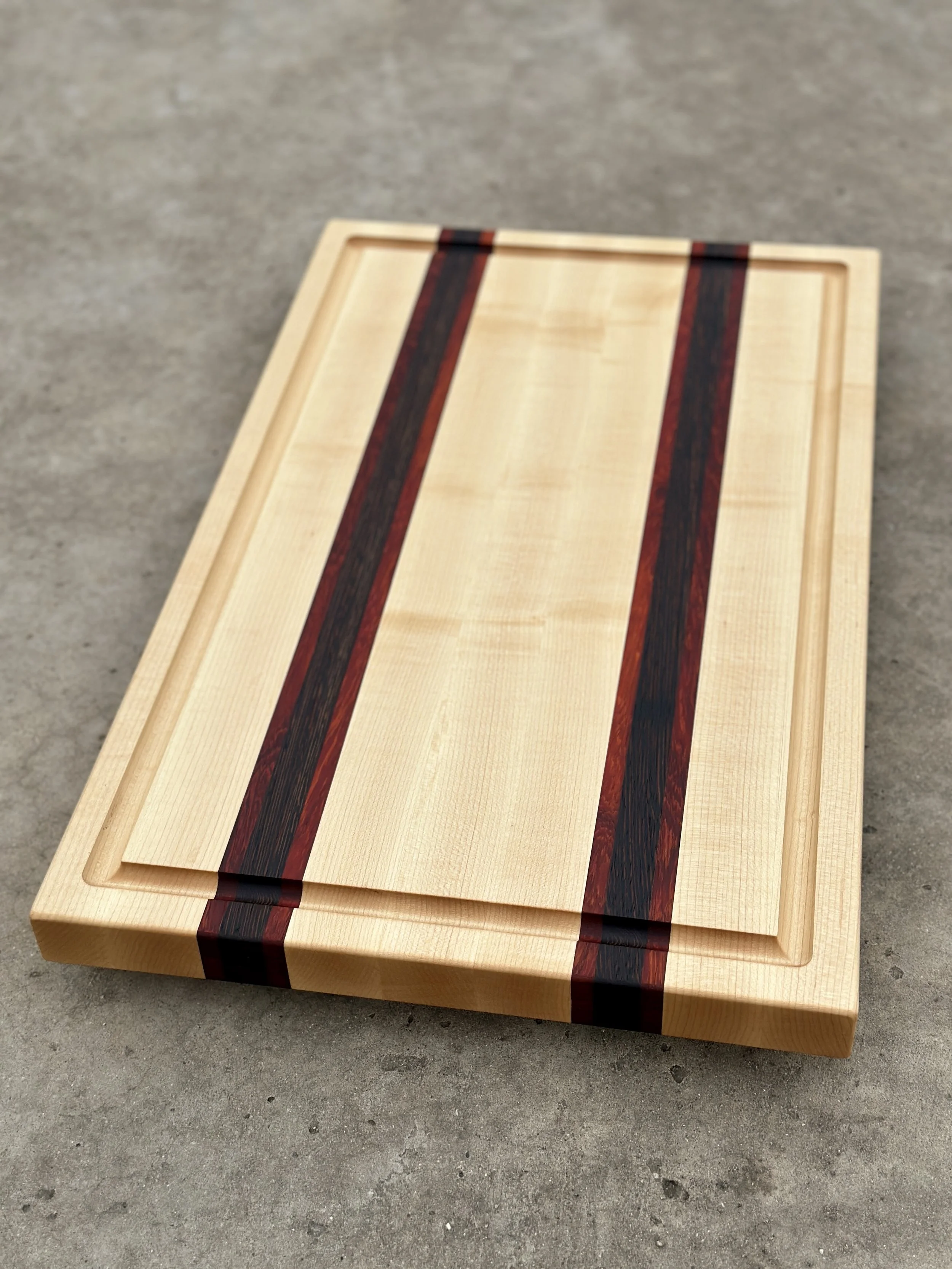 Brisket Size Cutting Board - Maple, Wenge and Padauk Hardwood Butcher Block