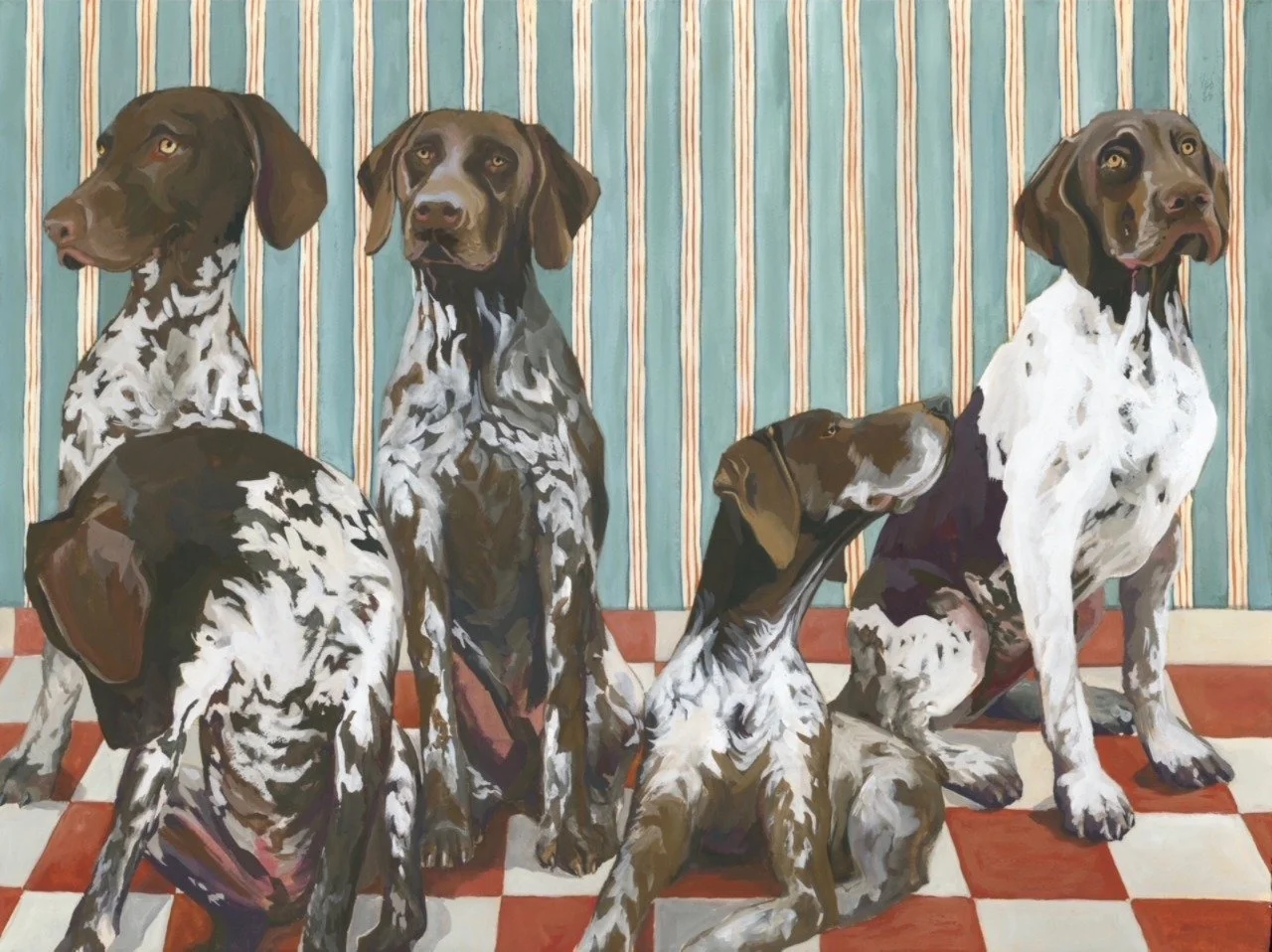 Five Ticked, 2025, gouache and acrylic ink on paper, 22 x 30 in