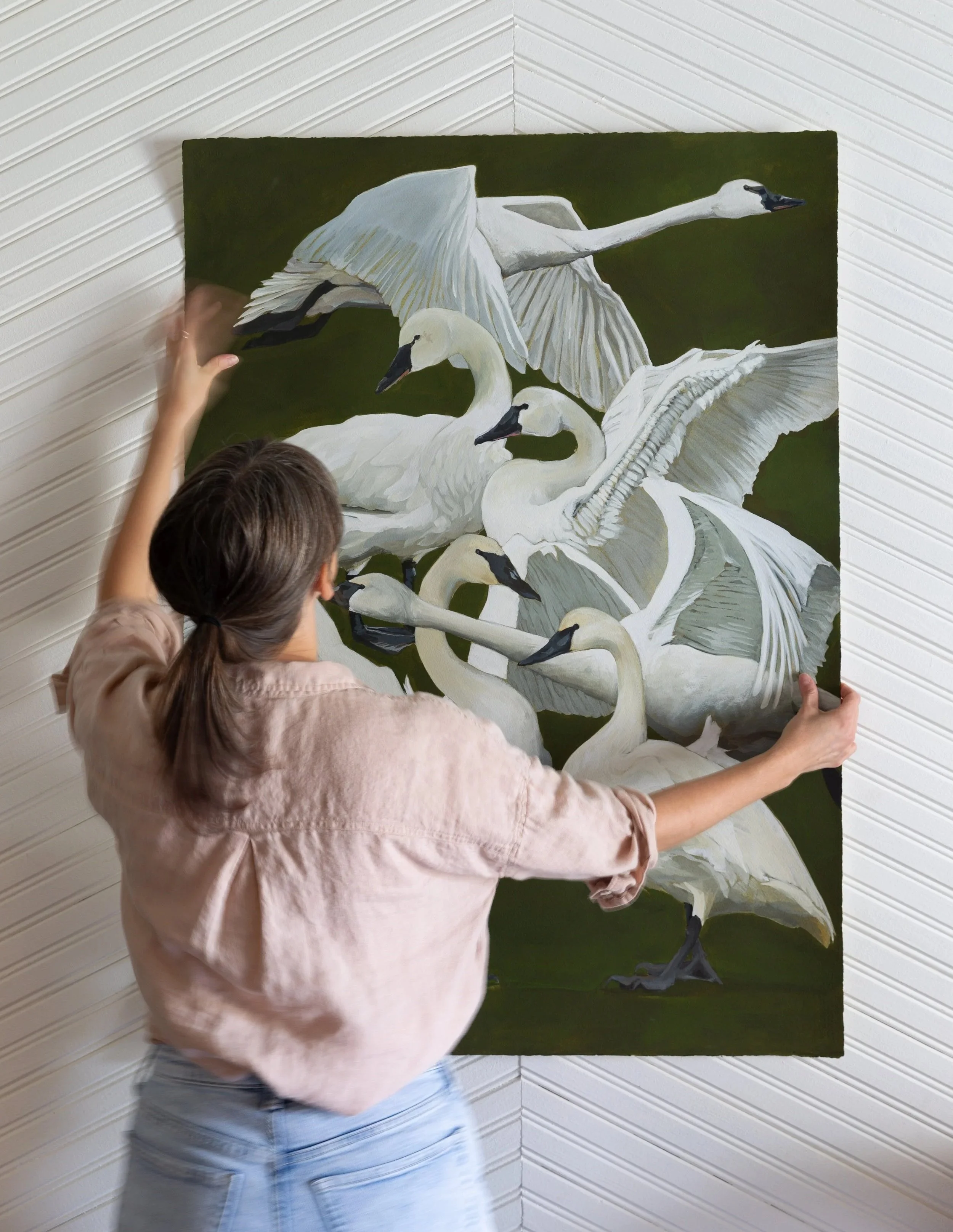 Noelle Holler gouache painting of swans
