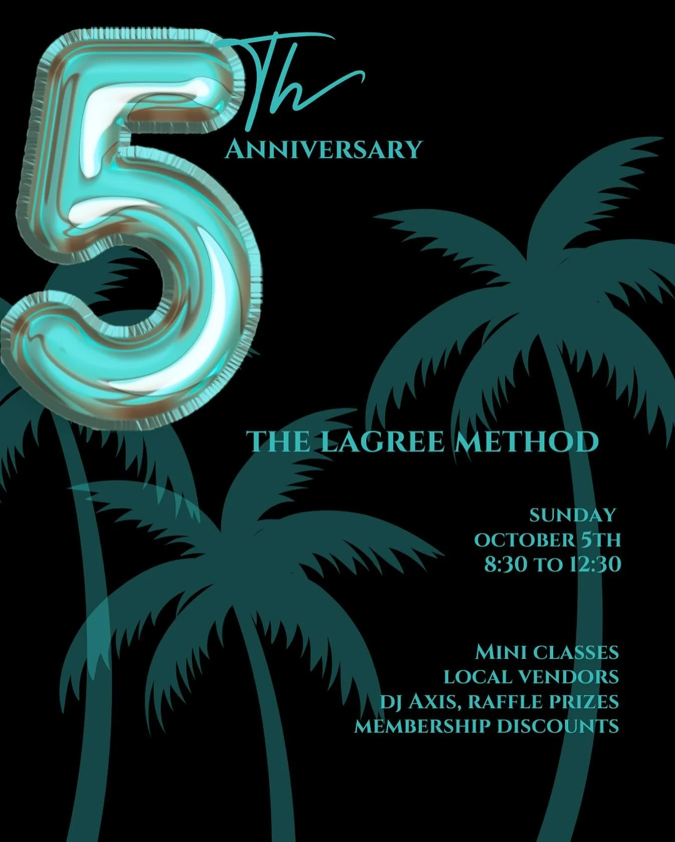 🎉 We&rsquo;re turning another year stronger, sweatier &amp; better together! 🎉

Join us as we celebrate our 5th Anniversary with a party full of movement, community &amp; good vibes. 🥂✨ 

We&rsquo;ll also be joined by some amazing local vendors:
✨