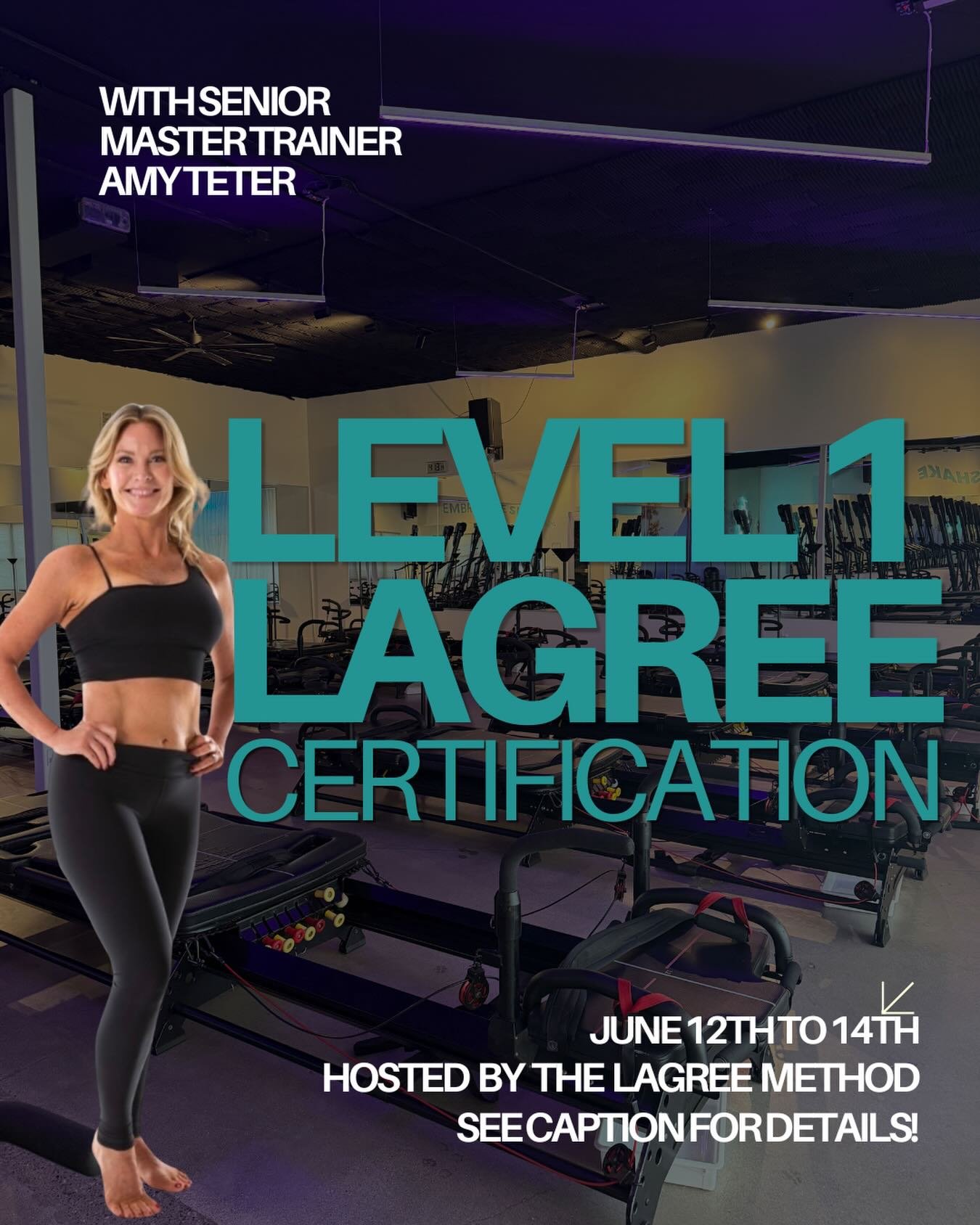 Level 1 Lagree Training with Amy Teter, Senior Master Trainer 🔥

Join us June 12&ndash;14 for an immersive, high-level training led by one of only eight Senior Master Trainers worldwide. With 18+ years in the fitness industry and over 140 certificat