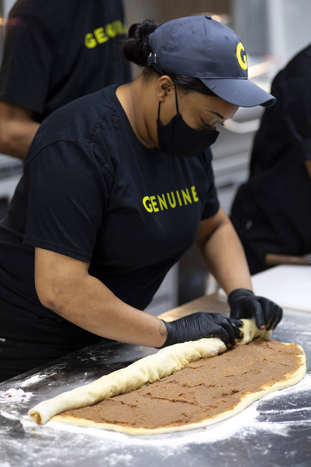 Woman rolling food