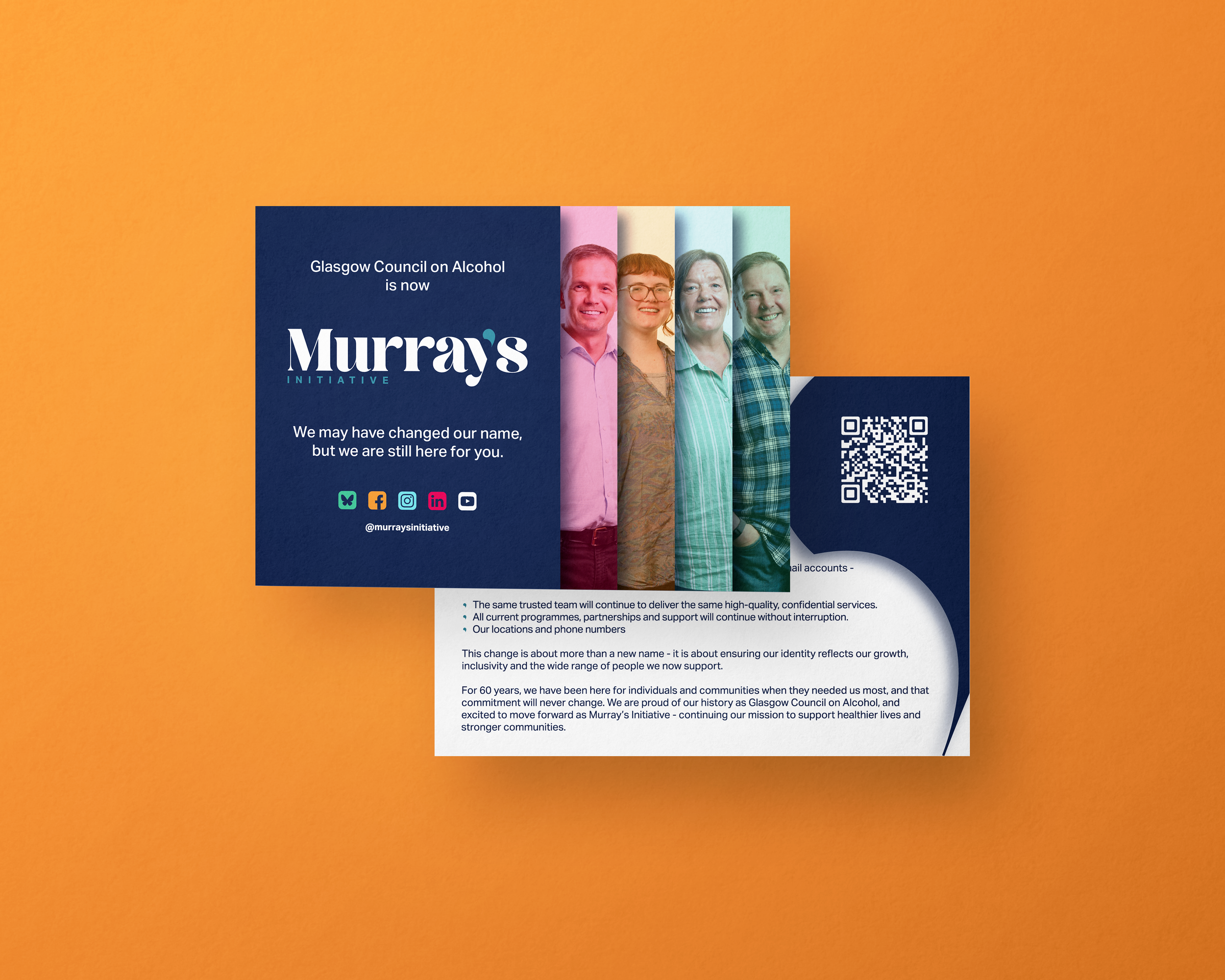 Image of branded A6 flyers, front and back are shown