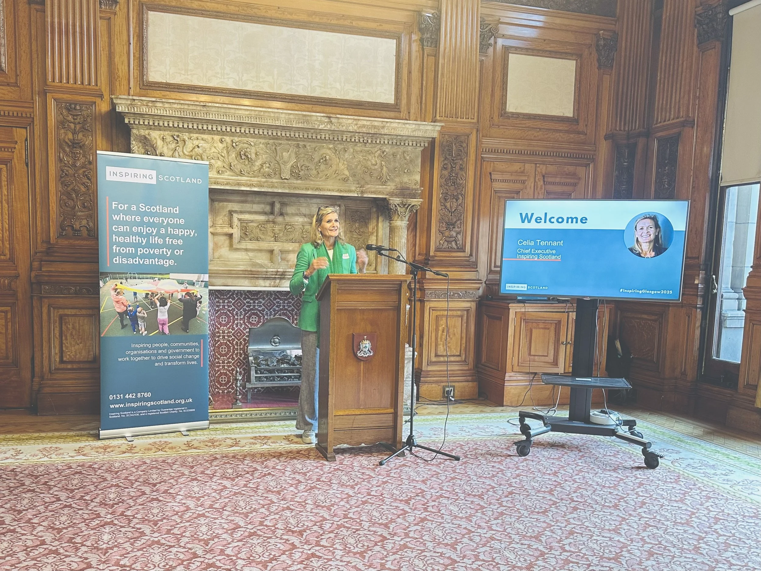 Celia Tennant addressing a room