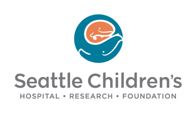 Logo of Seattle Children's Hospital, Research, Foundation with a stylized image of a shield and a child's face