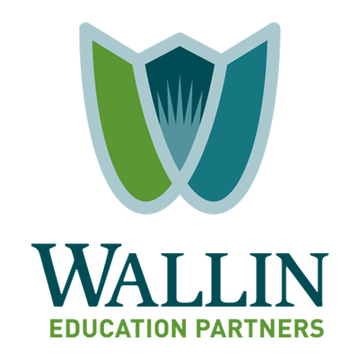 Wallin Education Partners logo with a stylized shield emblem and text.