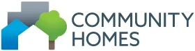 Community Homes logo with stylized houses, trees, and the text 'Community Homes'
