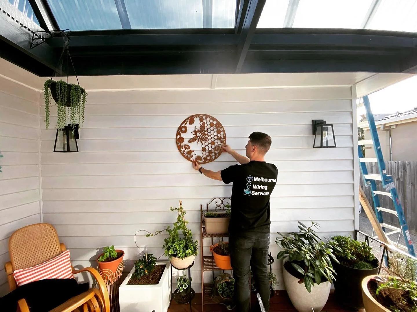 💡💡 Retrofitting strip lighting to our clients existing artwork, outdoor area complete ✔️