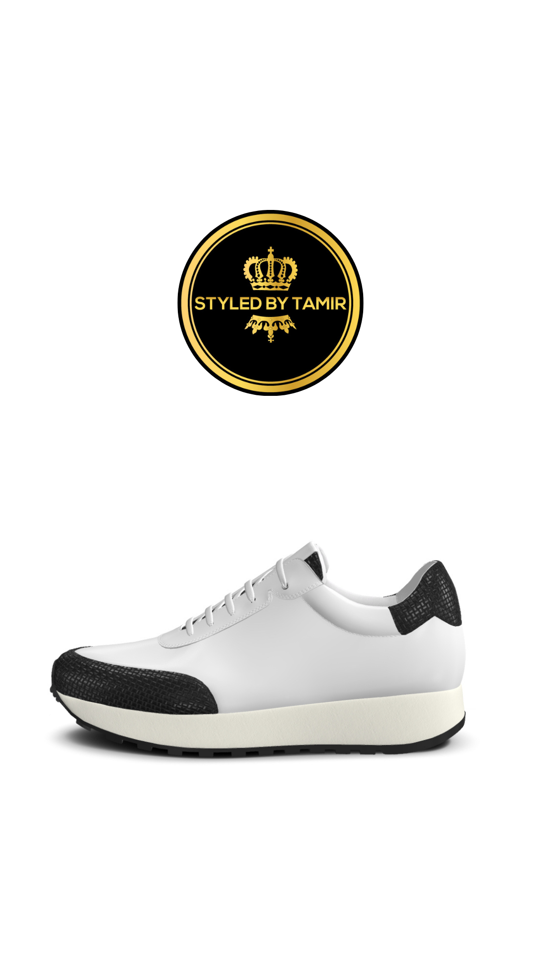 WHITE NAPPA X BLACK BRAIDED CALF 