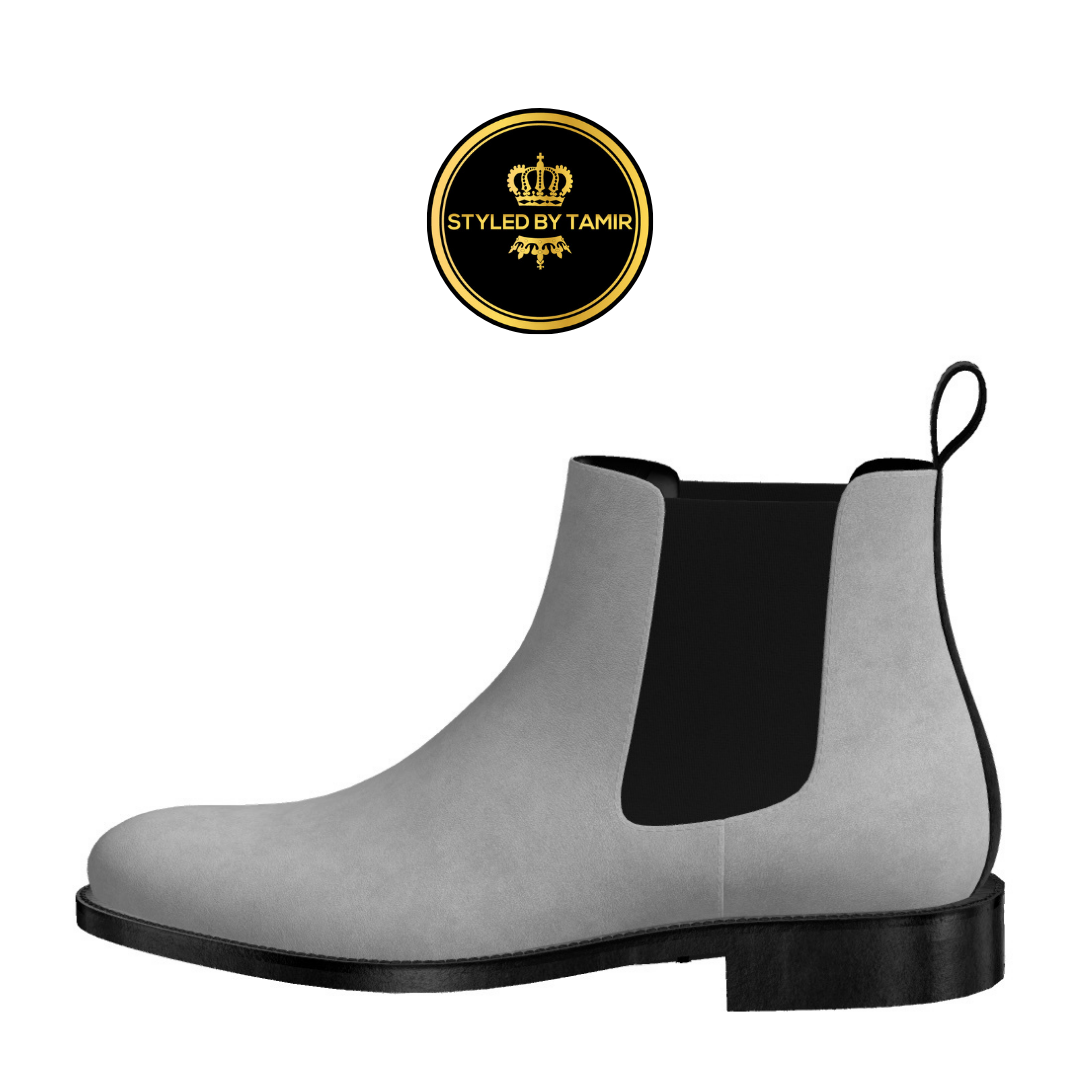 LIGHT GREY SUEDE X BLACK SUEDE ACCENT