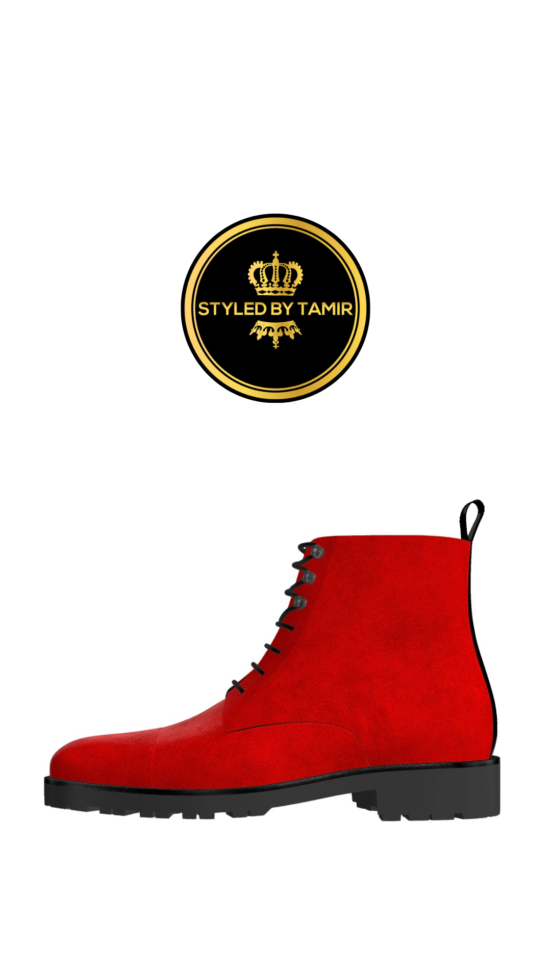 RED SUEDE X BLACK PATENT ACCENTS 