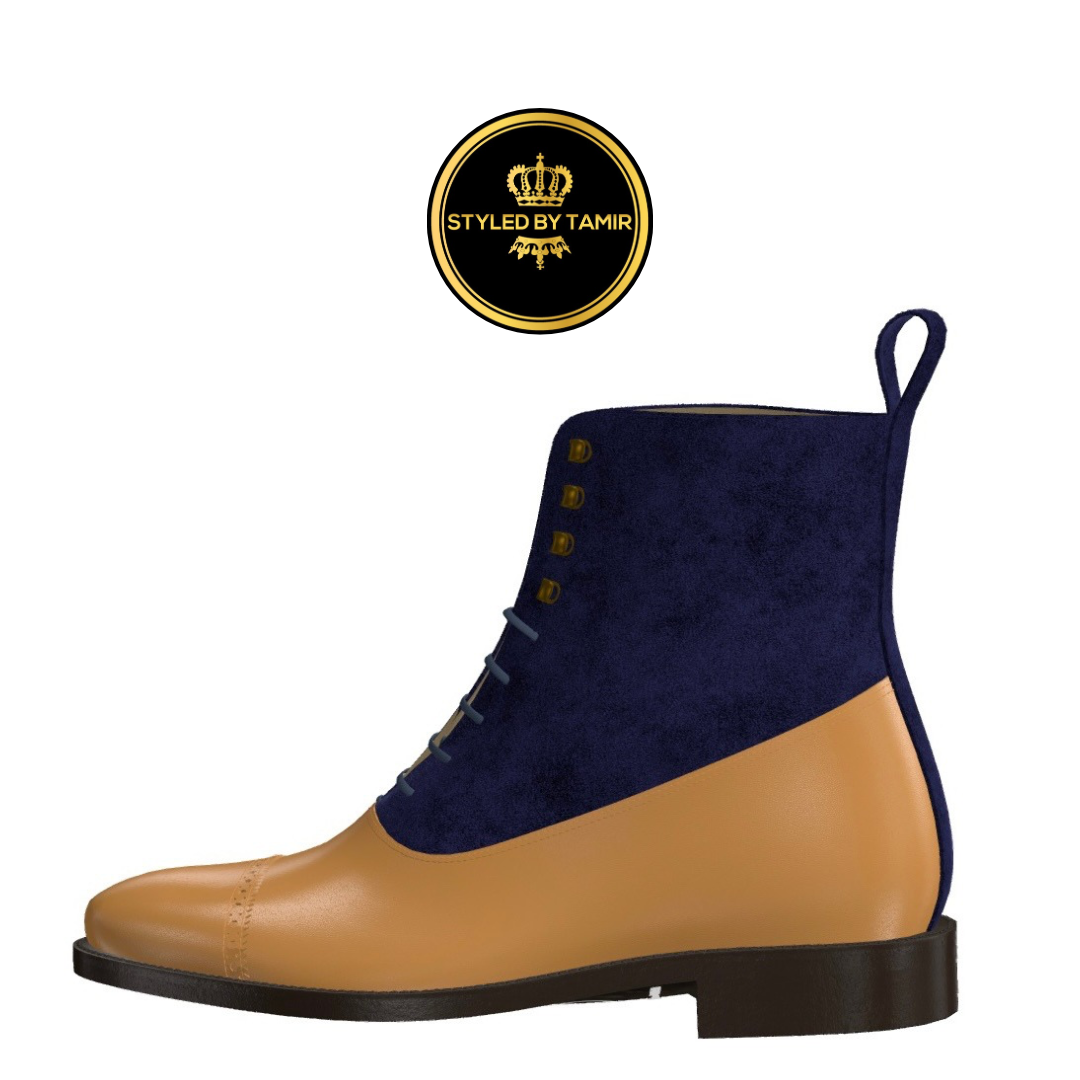 ENGLISH TAN LUXE CALF X NAVY LUX SUEDE 