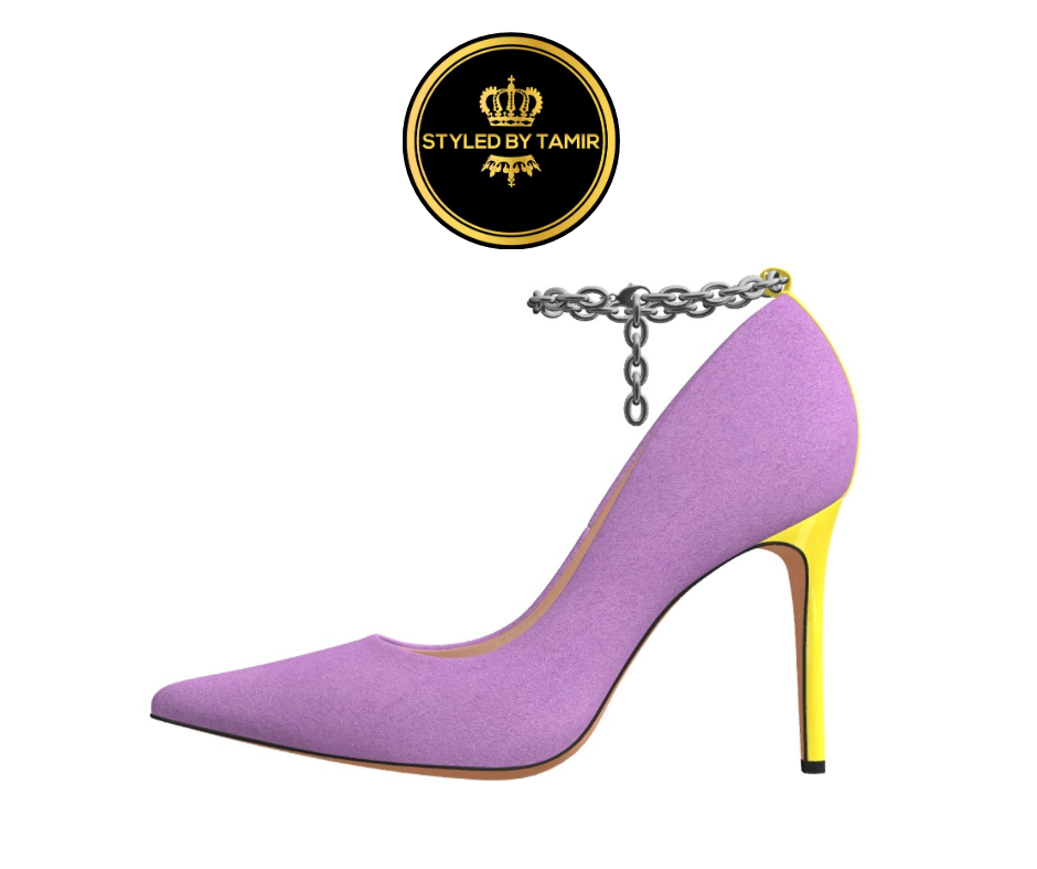 VIOLET ITALIAN SUEDE X LEMON YELLOW NAPPA 
