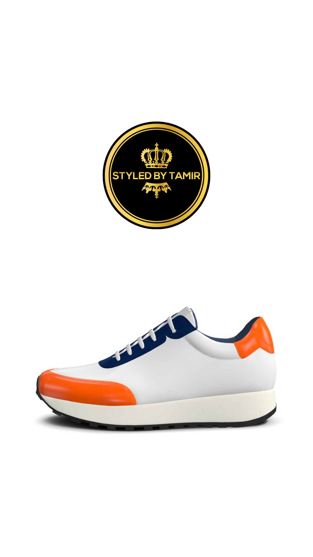 WHITE X ORANGE NAPPA X NAVY SUEDE