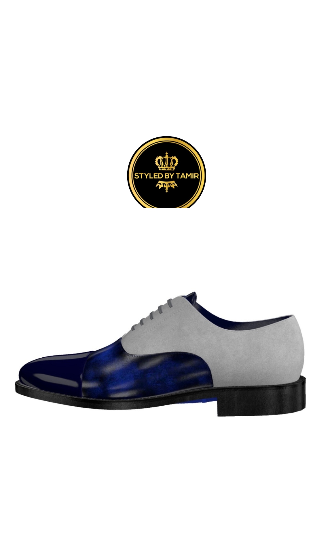 LIGHT GREY SUEDE X MIDNIGHT PATINA X COBALT BLUE PATENT