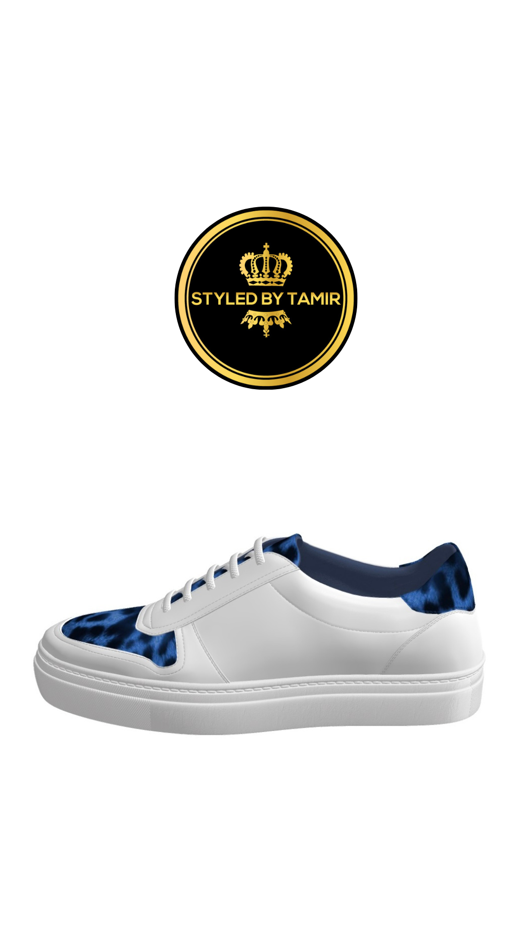 WHITE NAPPA X BLUE LEOPARD 