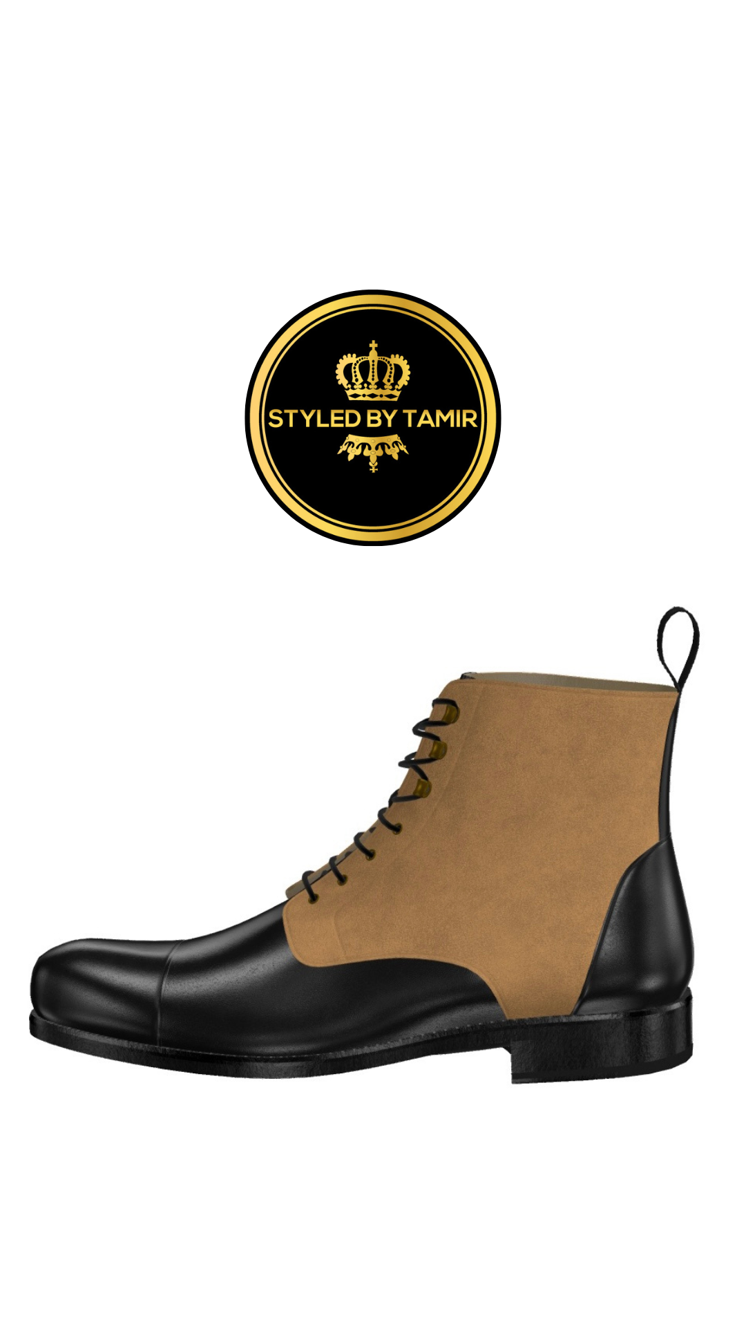 BLACK LUXE CALF X CAMEL SUEDE