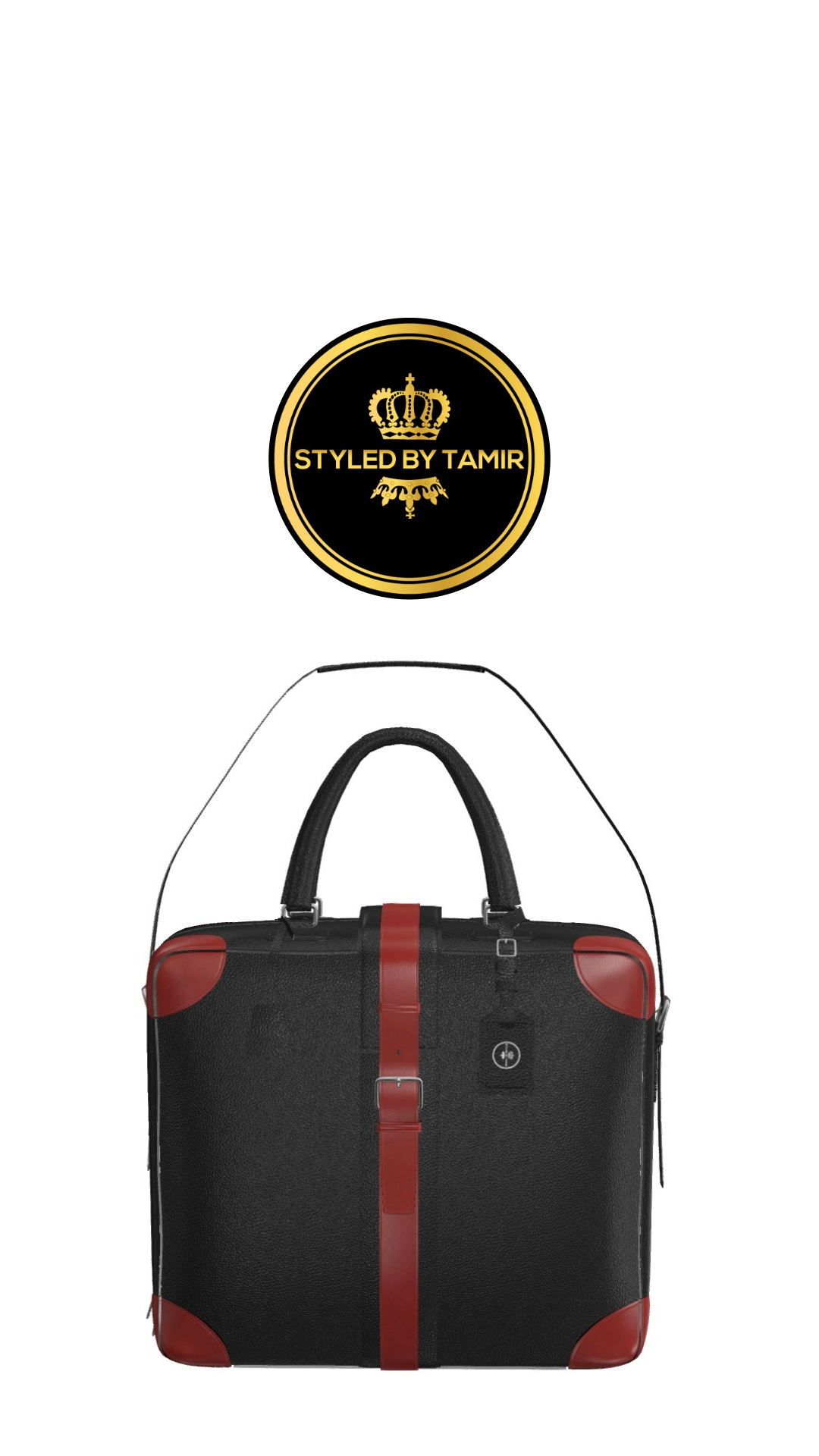 BLACK FULLGRAIN X RED PAINTED CALF ACCENTS 