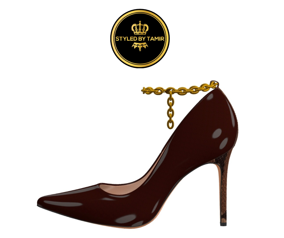 DARK CHOCOLATE PATENT X BROWN SNAKESKIN 