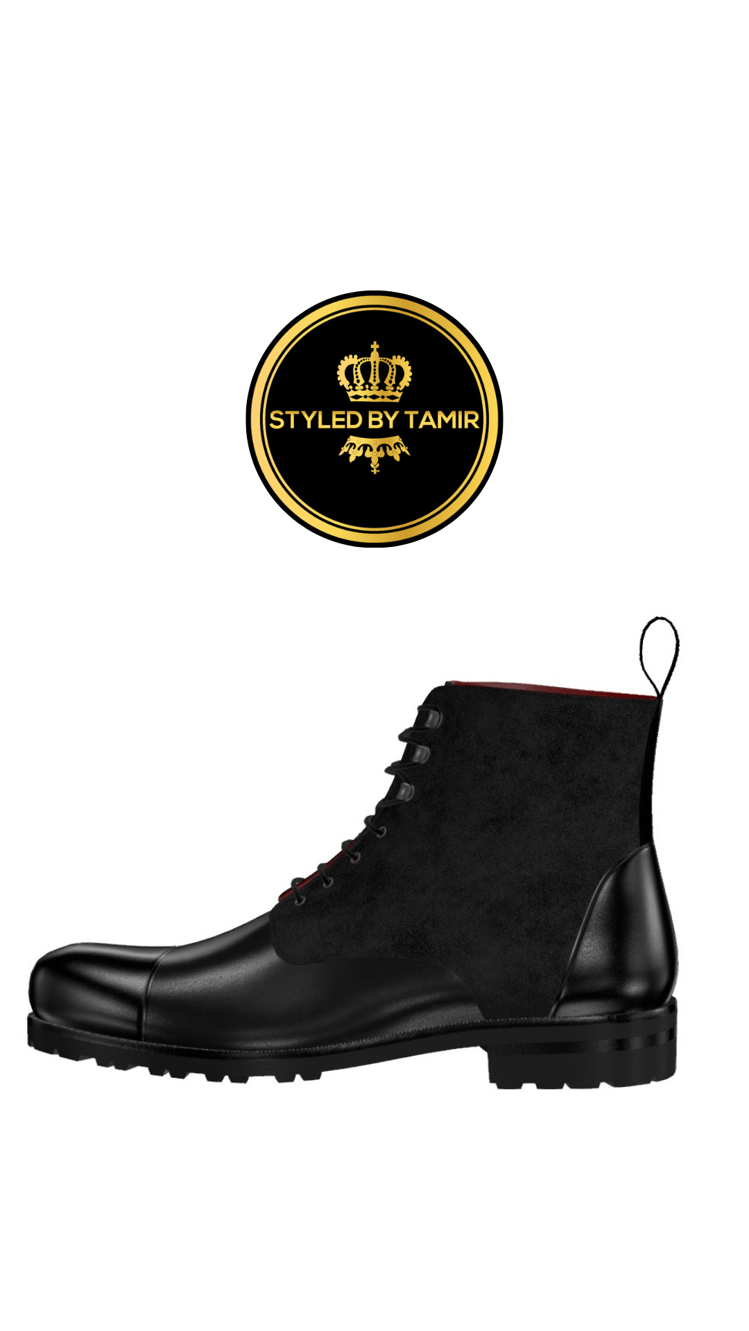 BLACK SUEDE X BLACK CALF X BLACK PATENT ACCENT