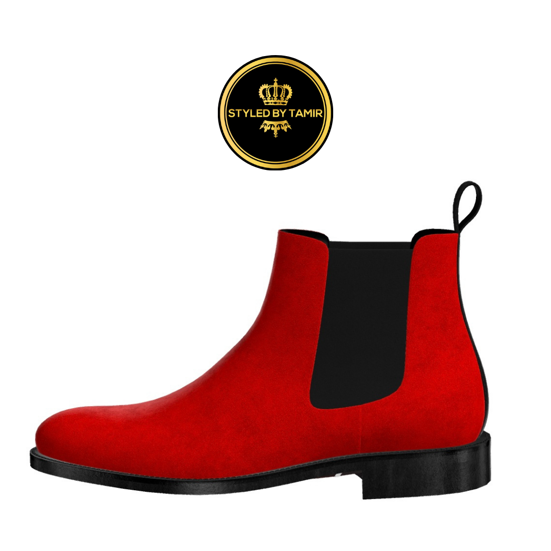 RED SUEDE X BLACK LUXE CALF ACCENT
