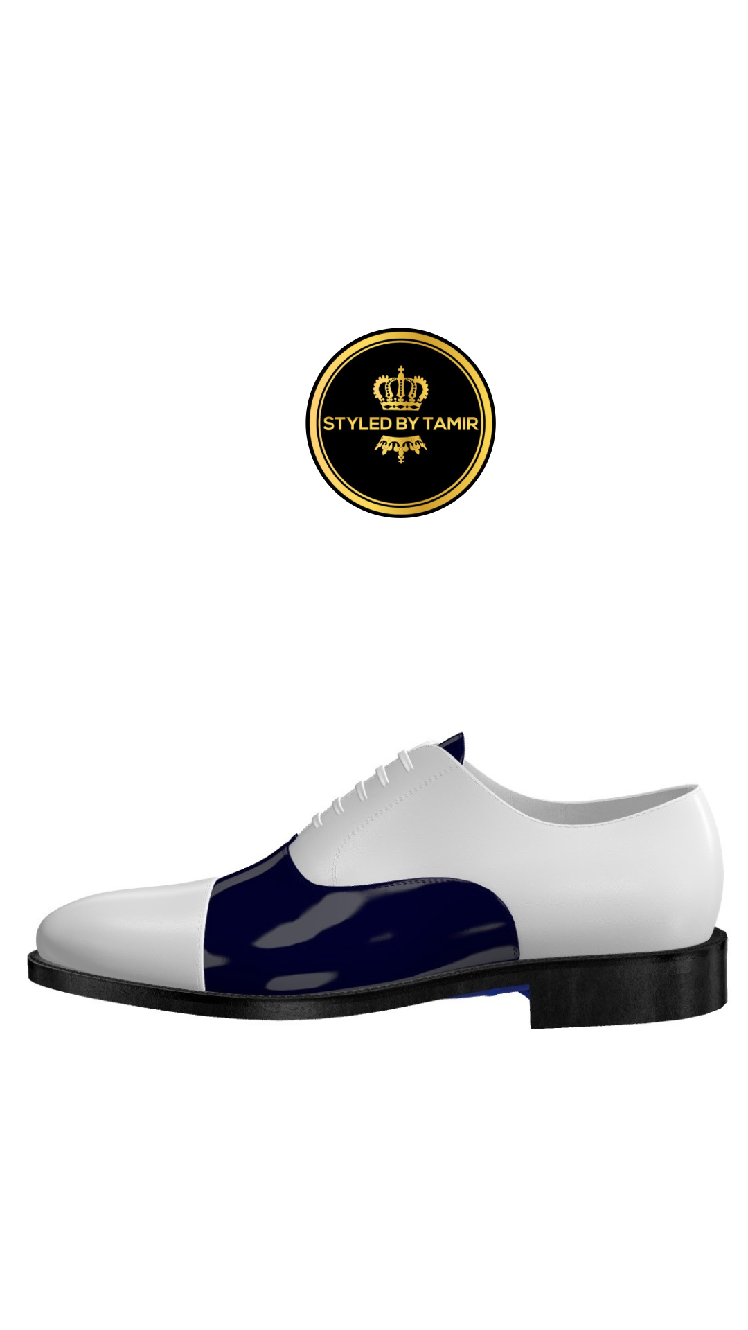 WHITE LUXE CALF X COBALT BLUE PATENT 