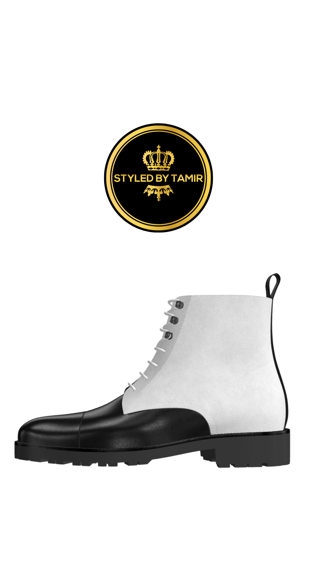 WHITE SUEDE X BLACK LUXE CALF