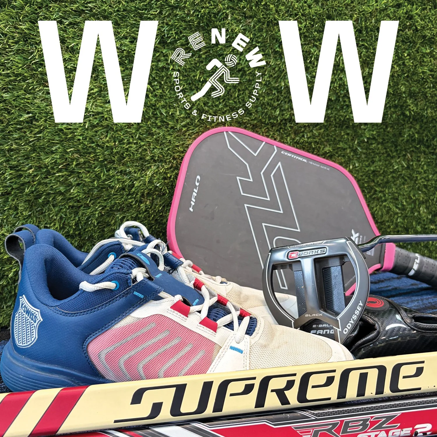 RBZ Stage 2 Senior stick rhpWOW!!!

Check out these gently used items!

1. K-Swiss SurgeLite tennis shoes size 11
2. SLK Control Max Halo pickleball paddle
3. Odyssey O-Works Black 2-Ball Fang RHG
4. Bauer Supreme Totalone NXG Hockey stick RHP
5.CCM 