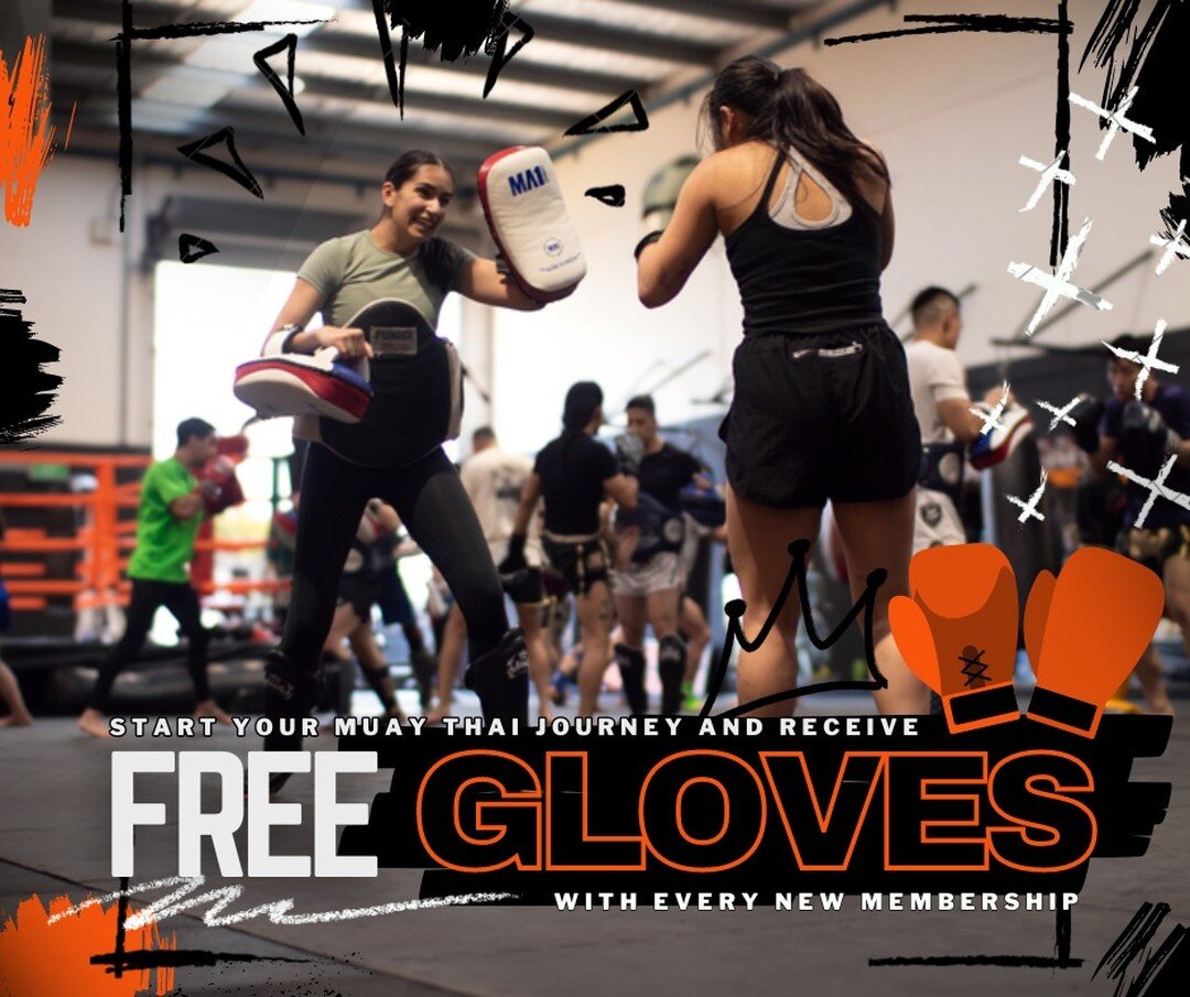 Still thinking about starting your Muay Thai Journey? 🤔 

Stop missing out! For a limited time we are including FREE Gloves for all new Memberships! 🥊

Come join our Muay Thai Community and take advantage of this great offer by looking at our timet