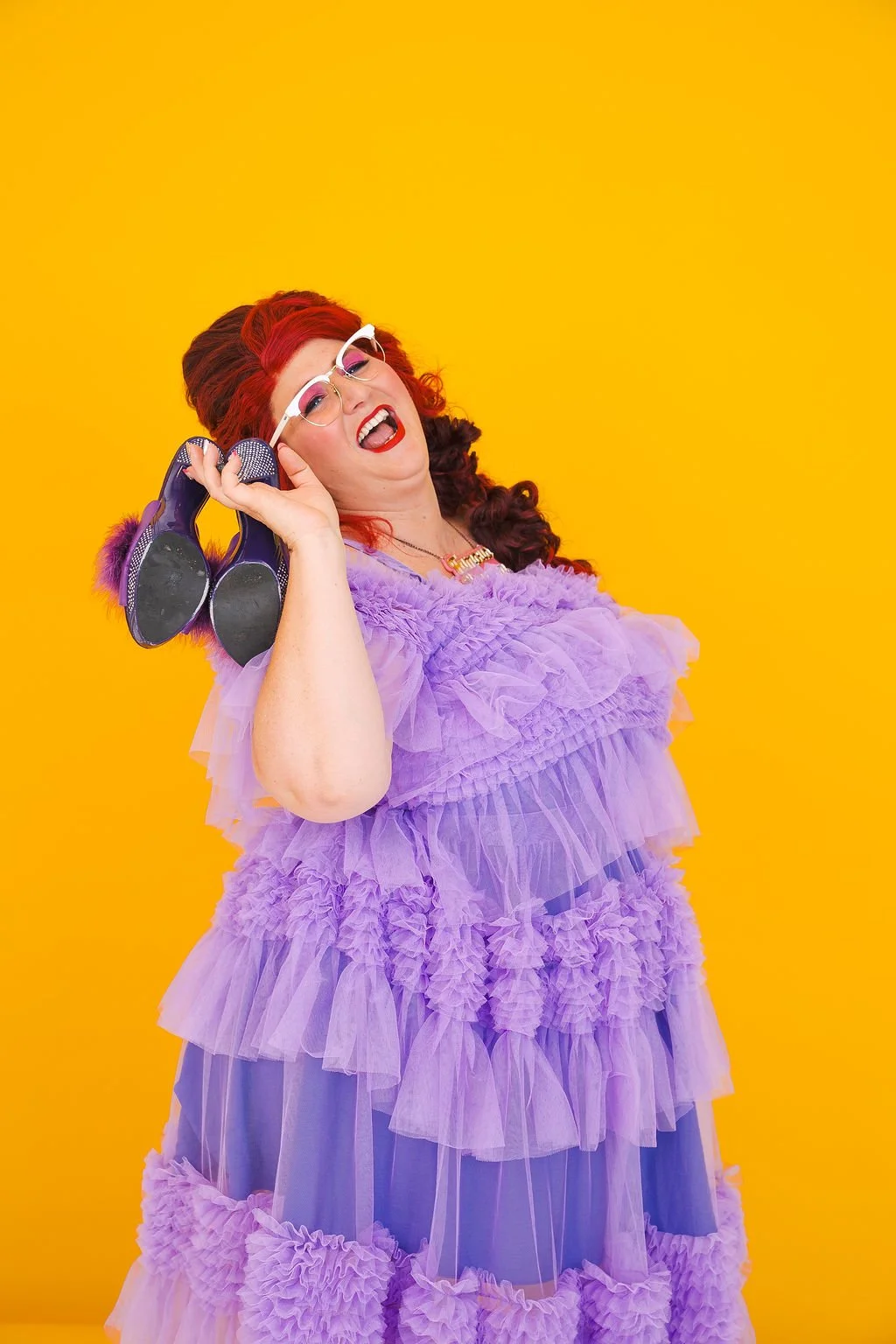 Famous Sharron_POSED Purple Dress Shoes Over Shoulder_WS.jpg