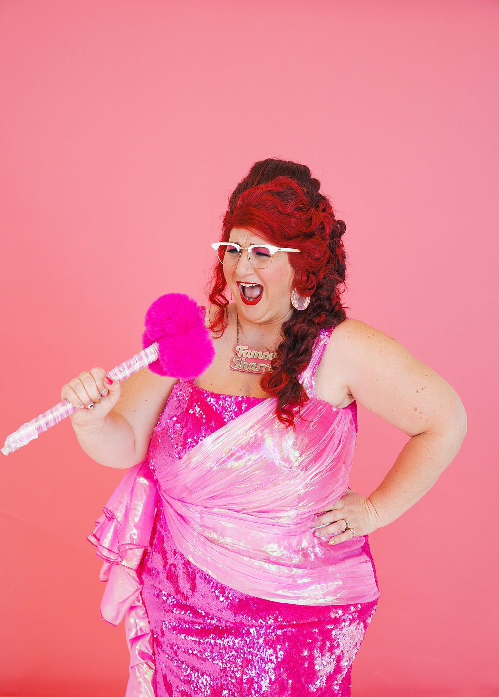 Famous Sharron_POSED Pink Sequin Singing Mic Pink_WS.jpg