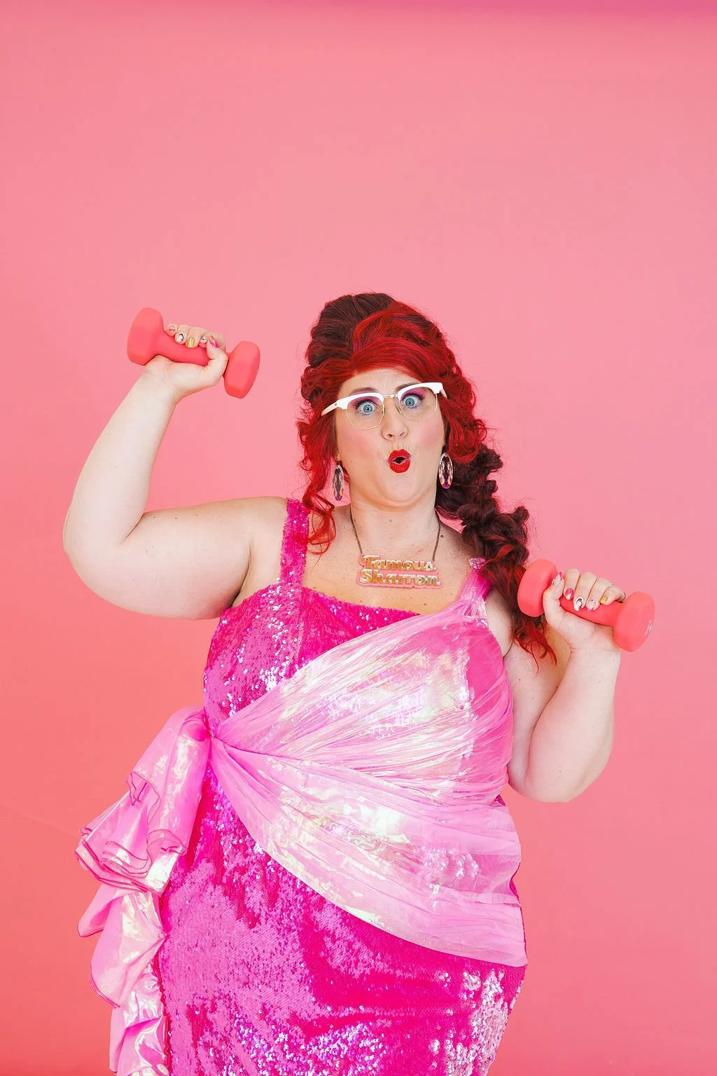 Famous Sharron_POSED Pink Sequin Shocked workout_WS.jpg