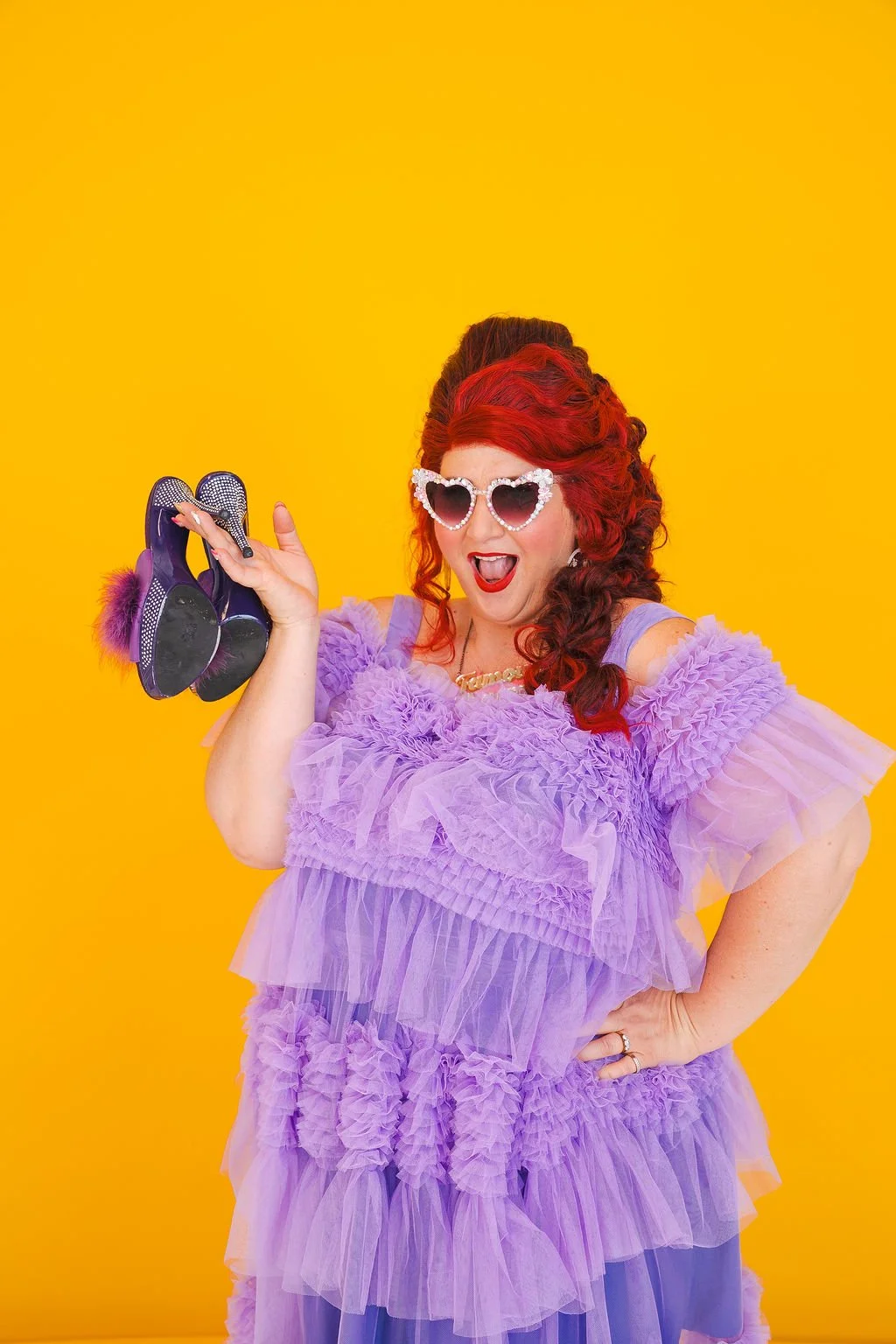 Famous Sharron_POSED Purple Dress Shoes Glasses Check_WS.jpg